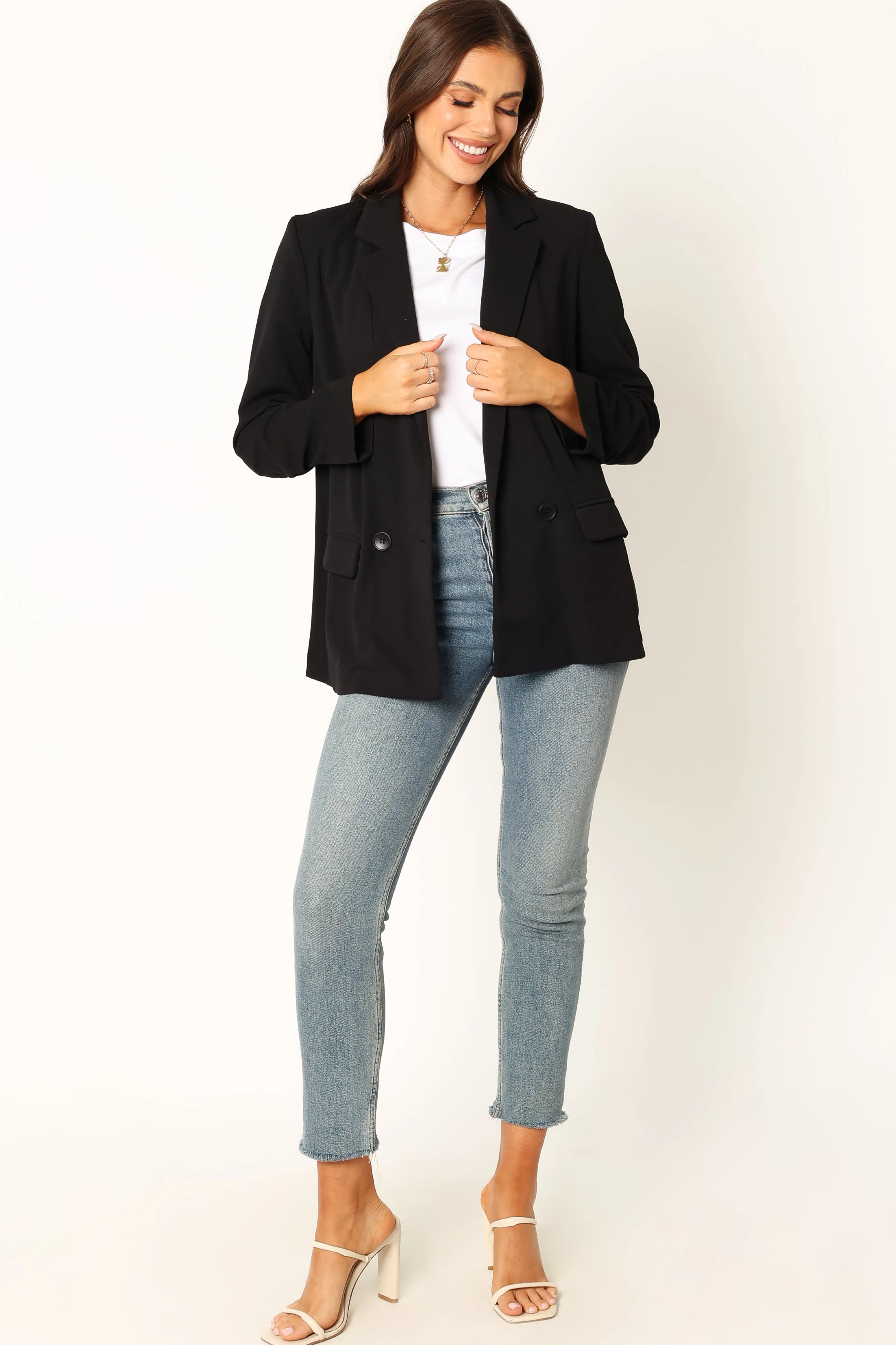 Petal & Pup Ailani Button Front Blazer - Black Fashion