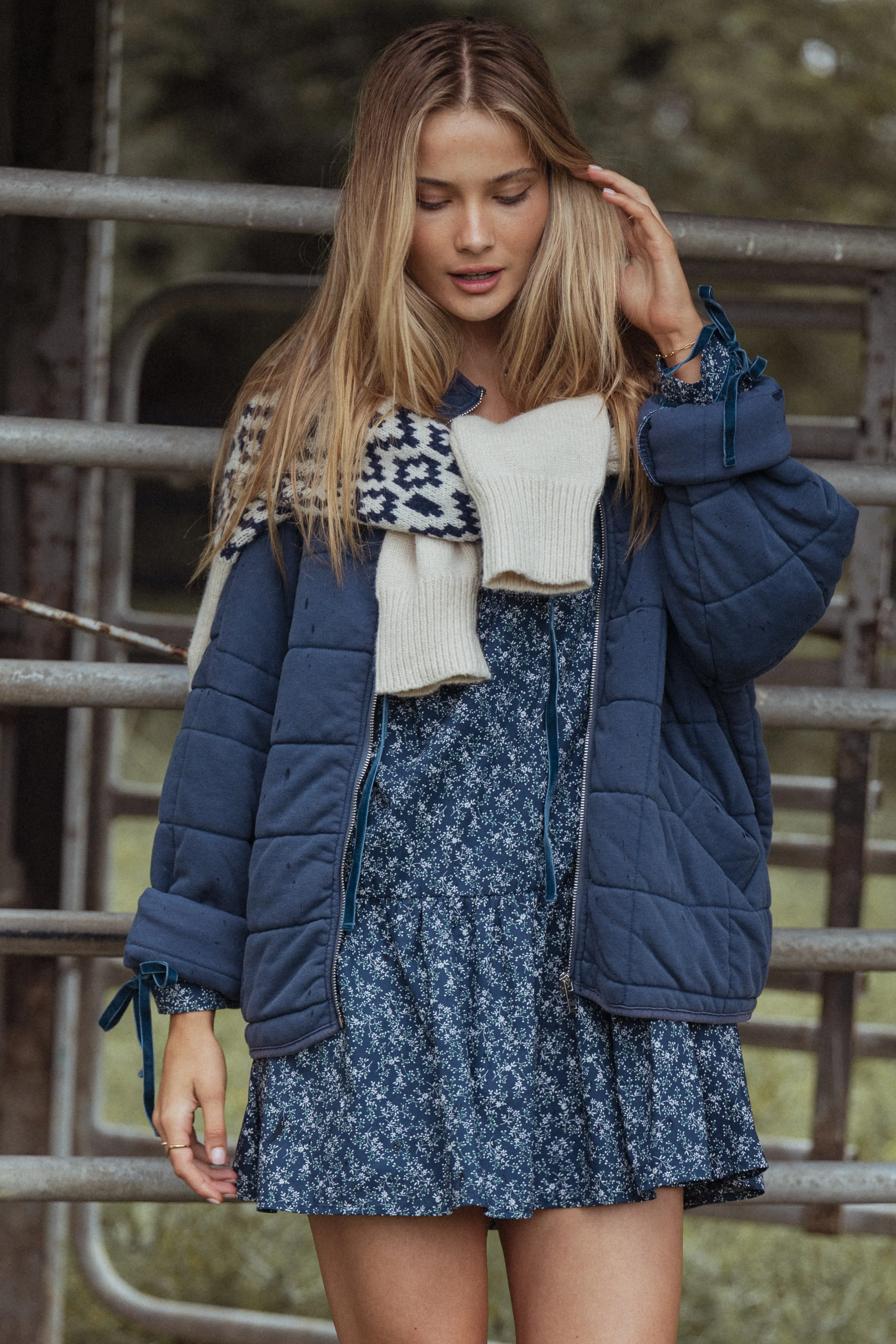 Petal & Pup Alegra Quilted Jacket - Navy Hot