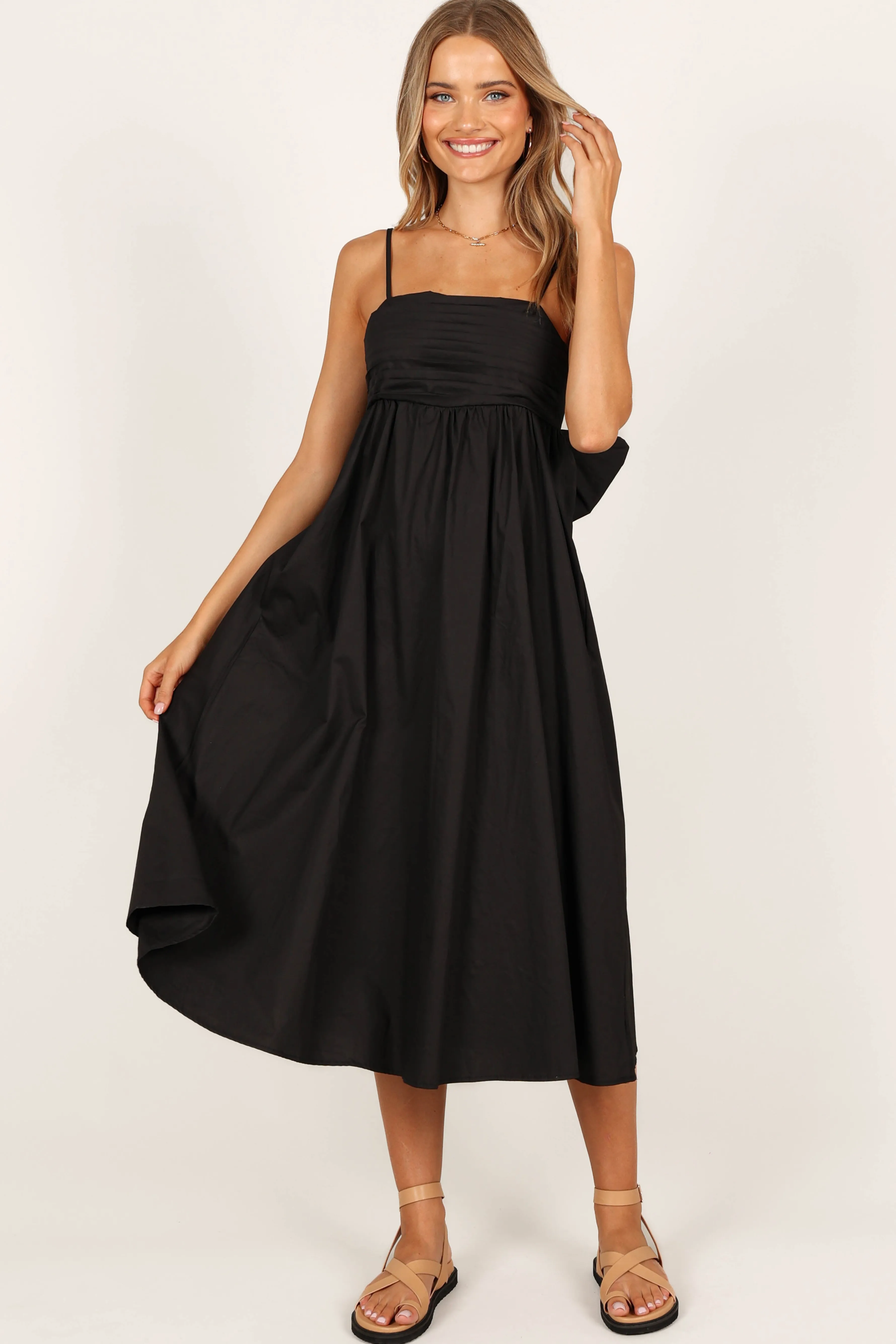 Petal & Pup Alice Bow Back Midi Dress - Black Cheap