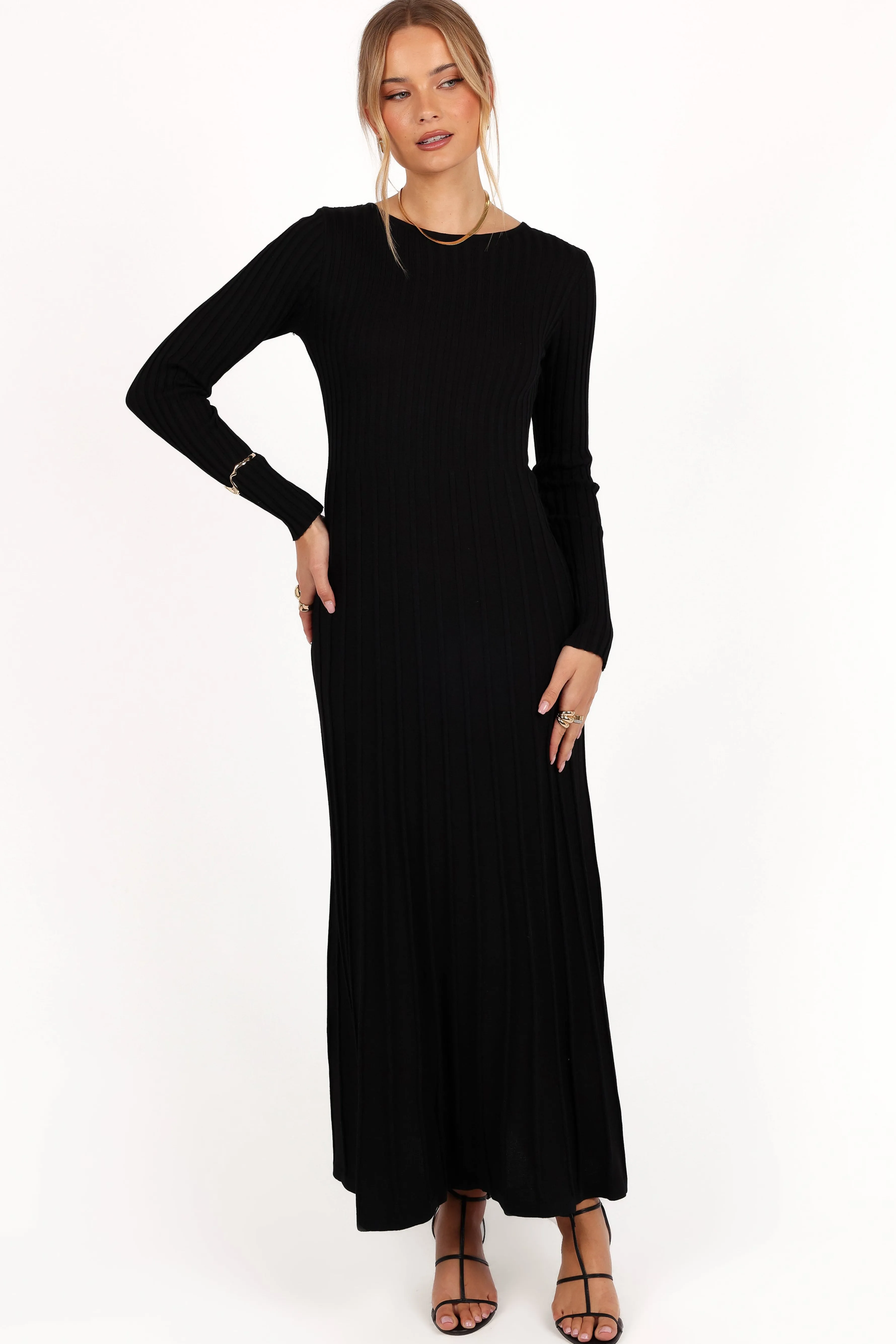 Petal & Pup Alison Long Sleeve Maxi Dress - Black Cheap