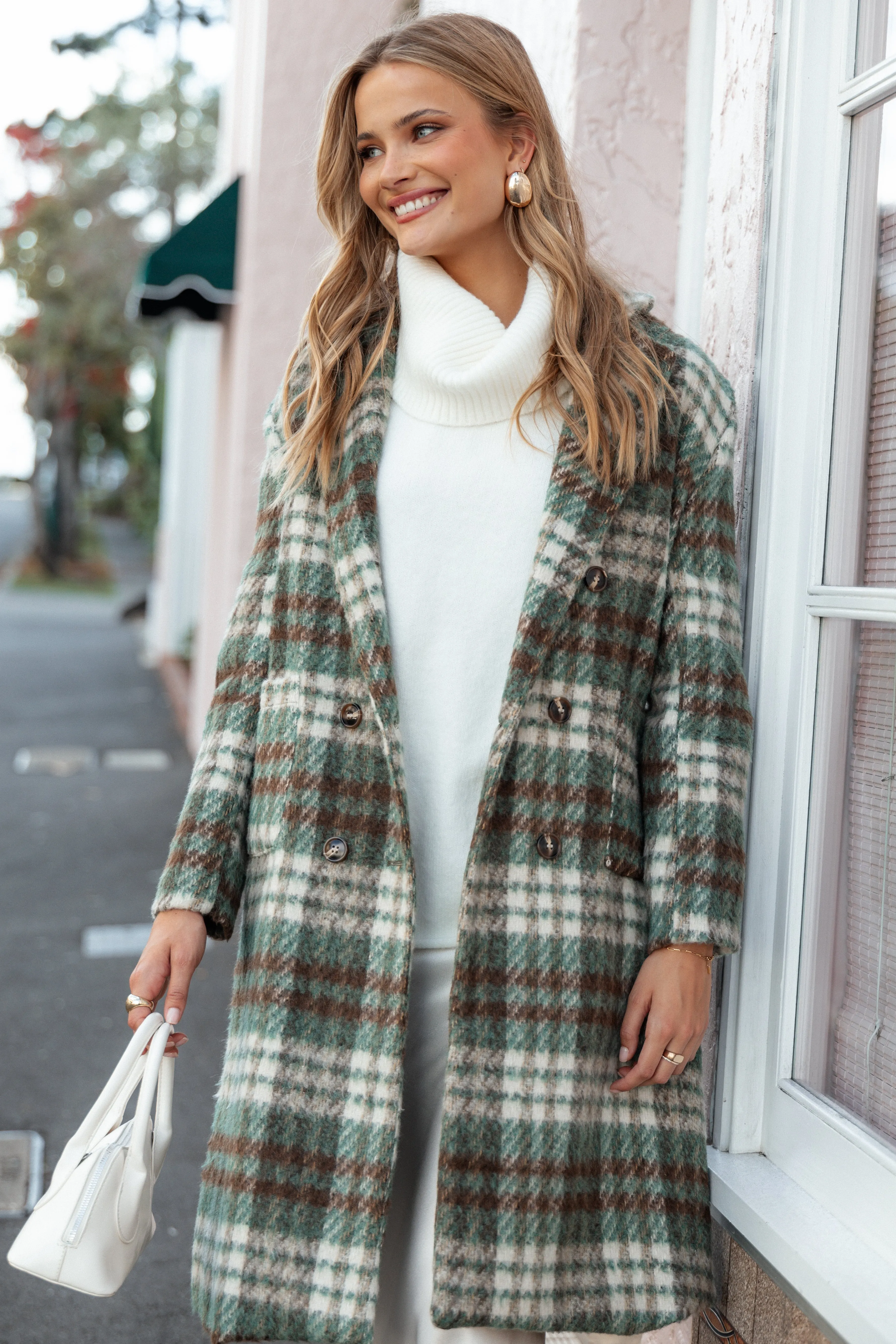 Petal & Pup Anika Plaid Long Coat - Green/Brown Green/Brown Store