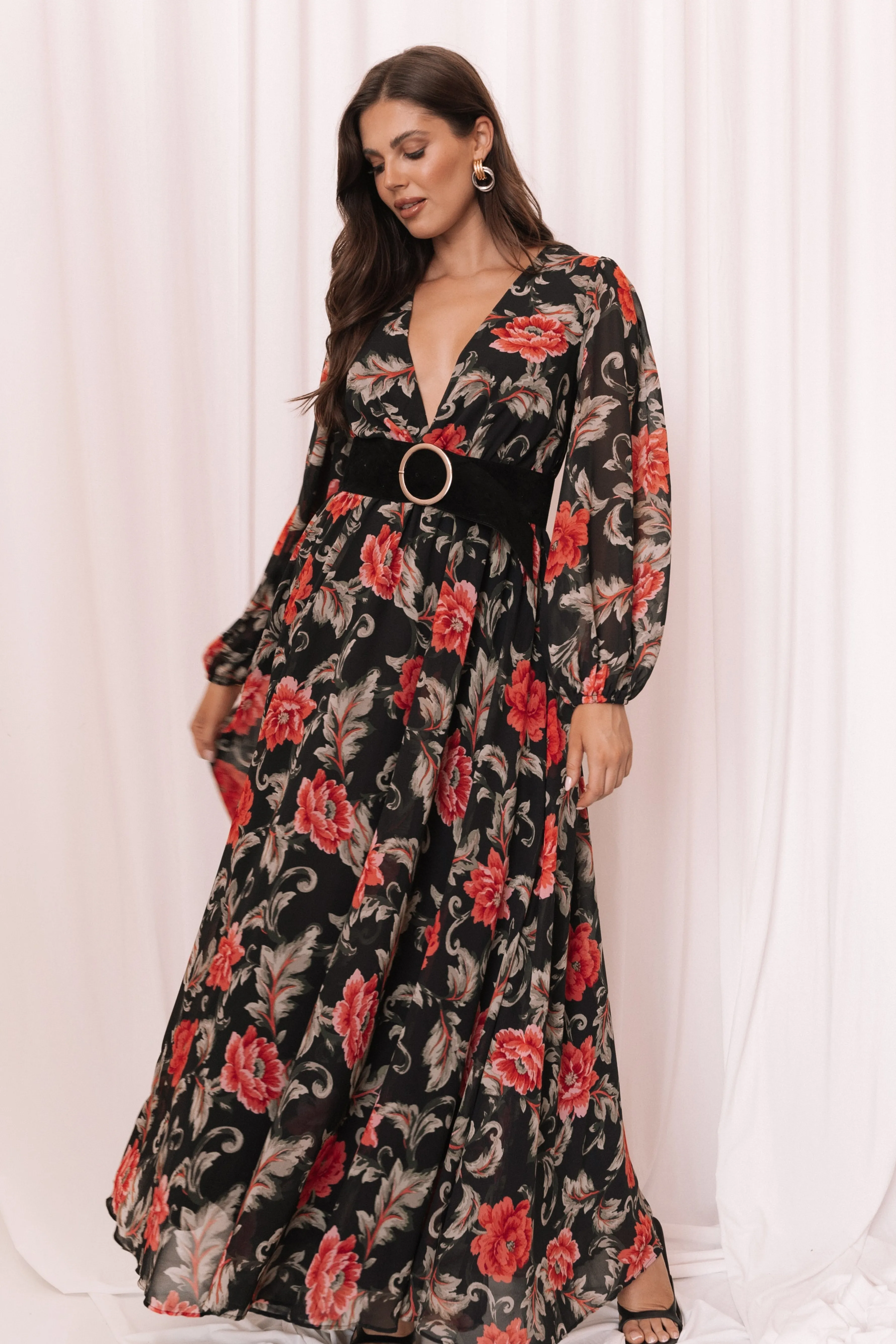 Petal & Pup Anisa Maxi Dress - Black Floral BlackFloral Cheap