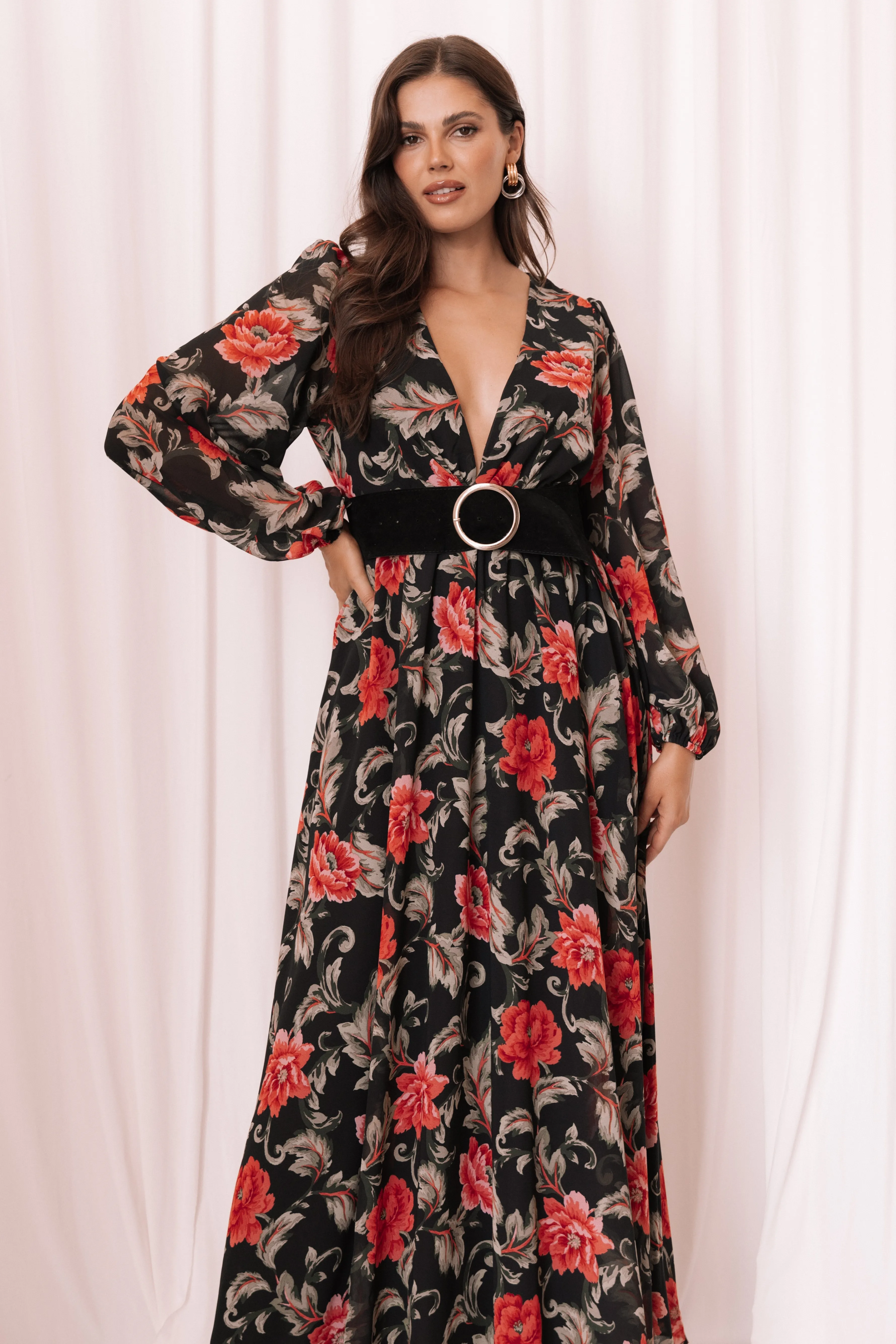 Petal & Pup Anisa Maxi Dress - Black Floral BlackFloral Cheap