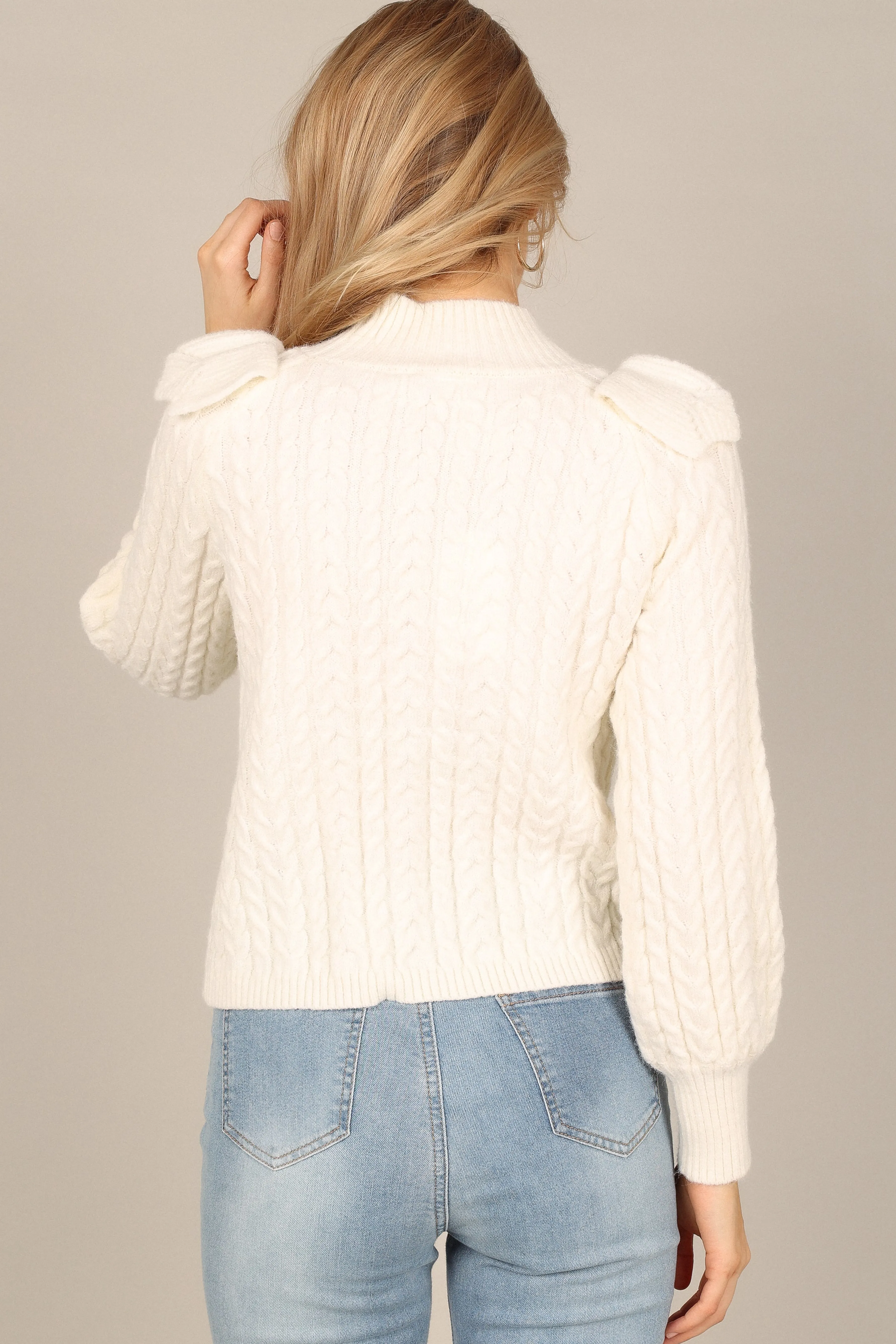 Petal & Pup Annette Frilled Knit Sweater - Ivory Store