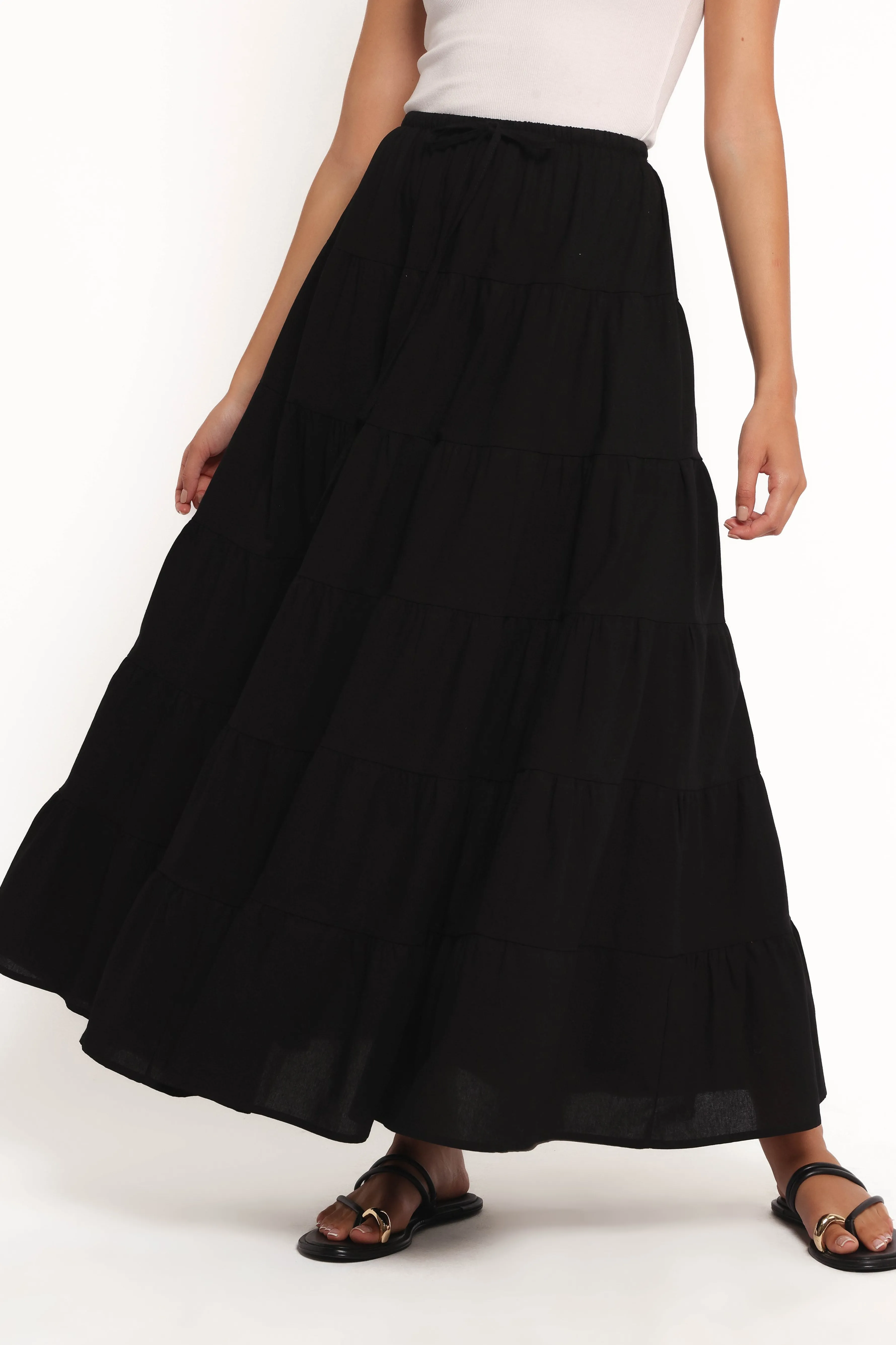 Petal & Pup Archy Tiered Maxi Skirt - Black Online