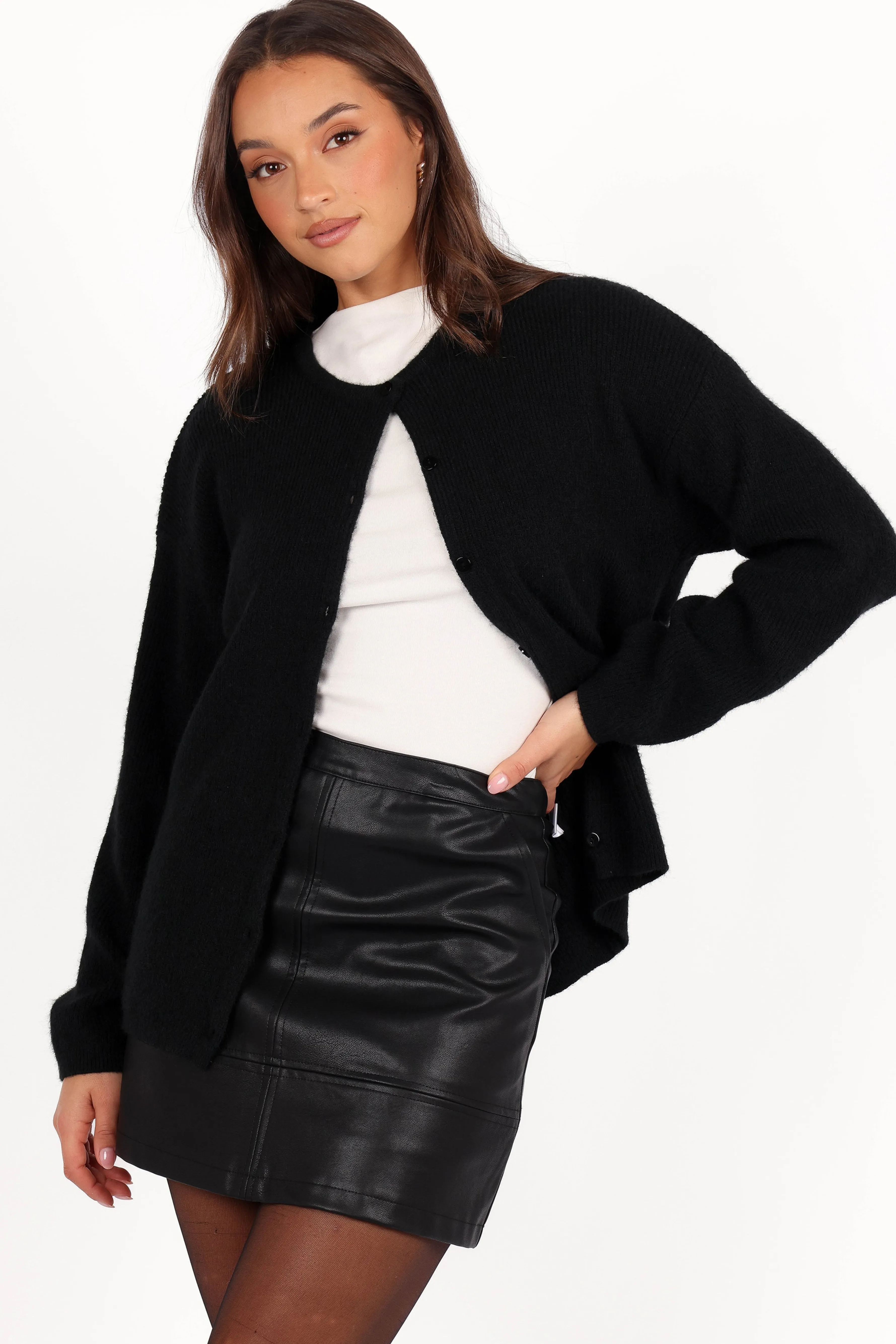 Petal & Pup Astor Classic Button Up Cardigan - Black Fashion