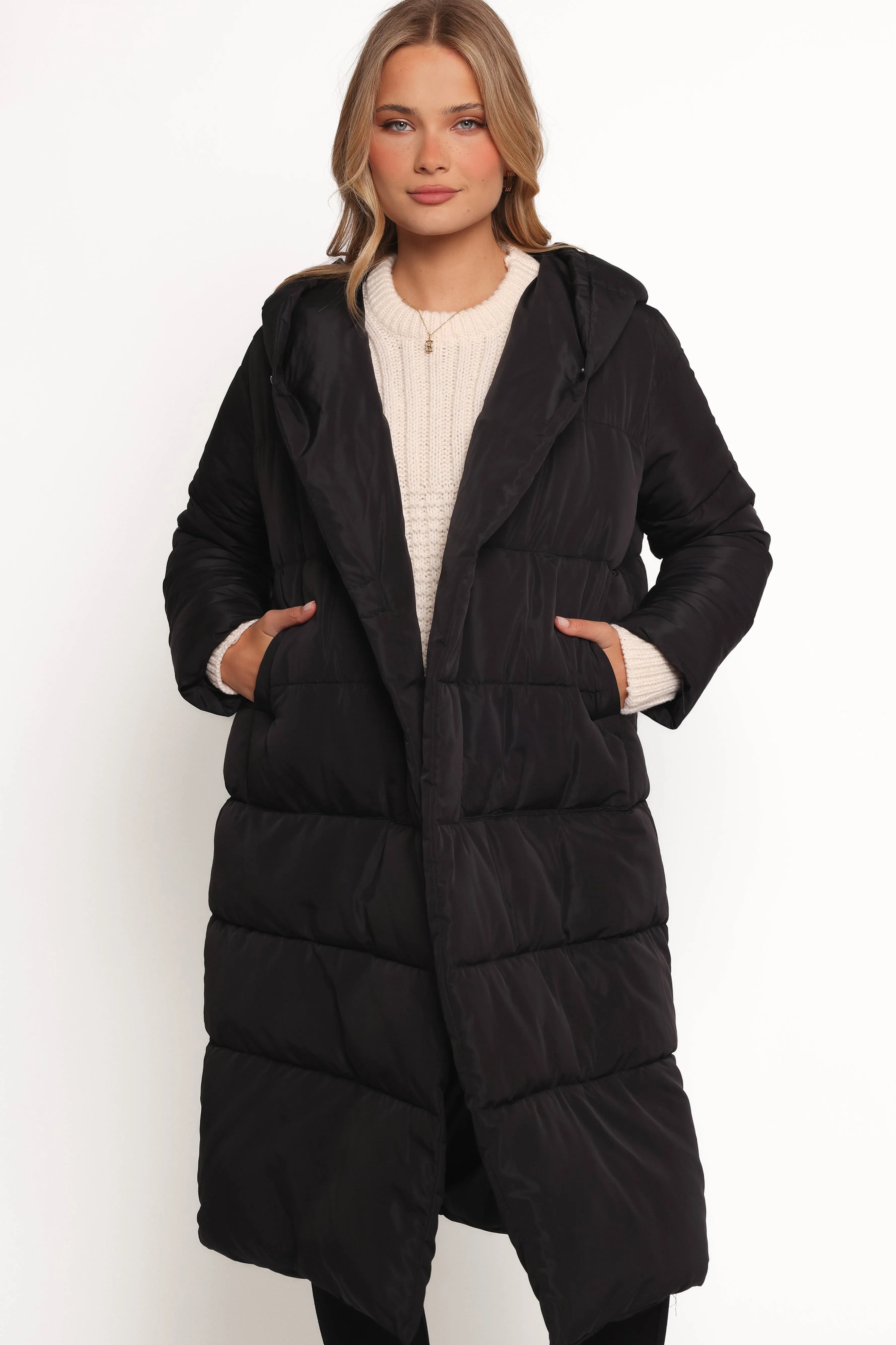 Petal & Pup Averie Long Puffer Coat - Black Fashion