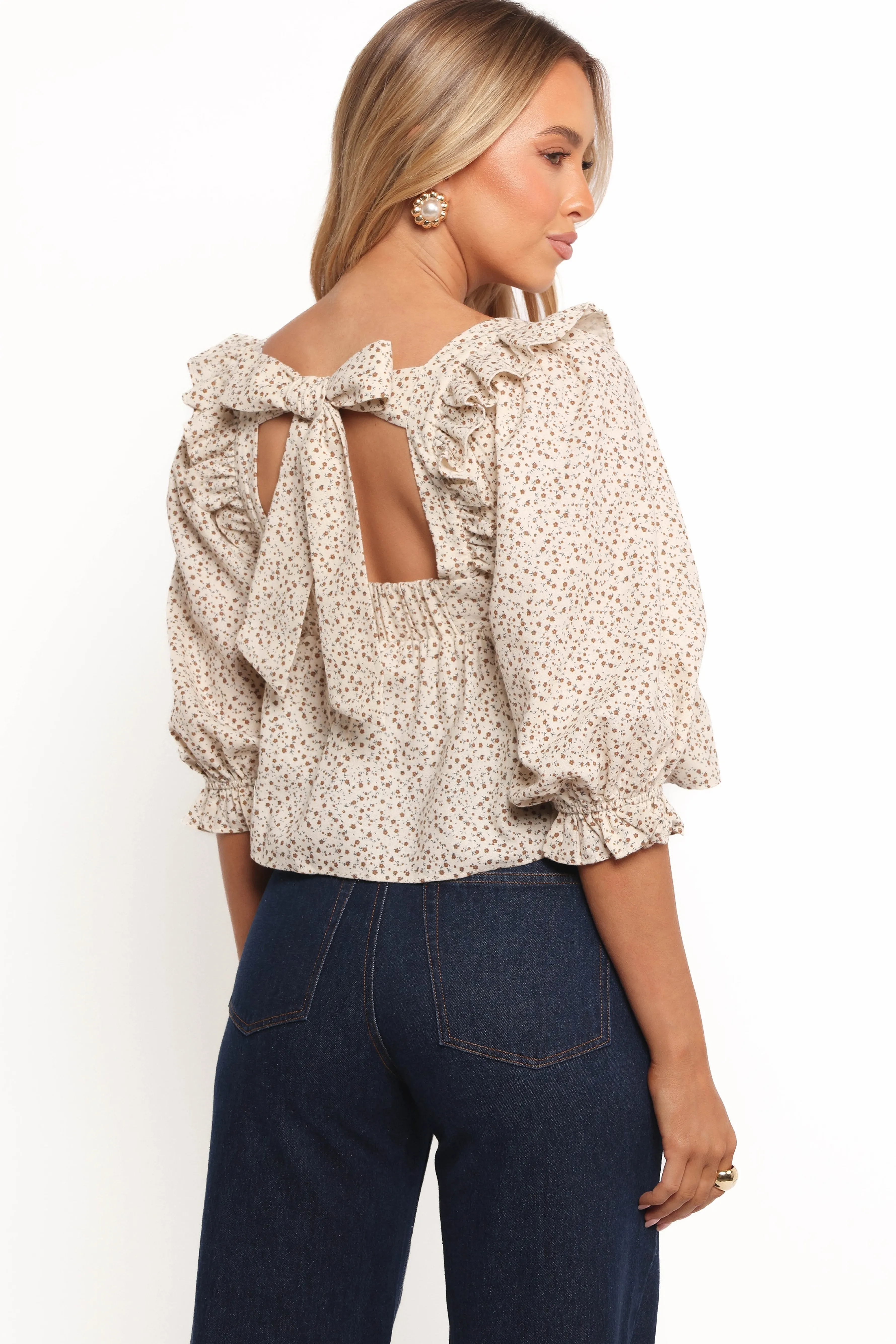 Petal & Pup Belakey Top - Ivory Brown Floral IvoryBrownFloral Shop