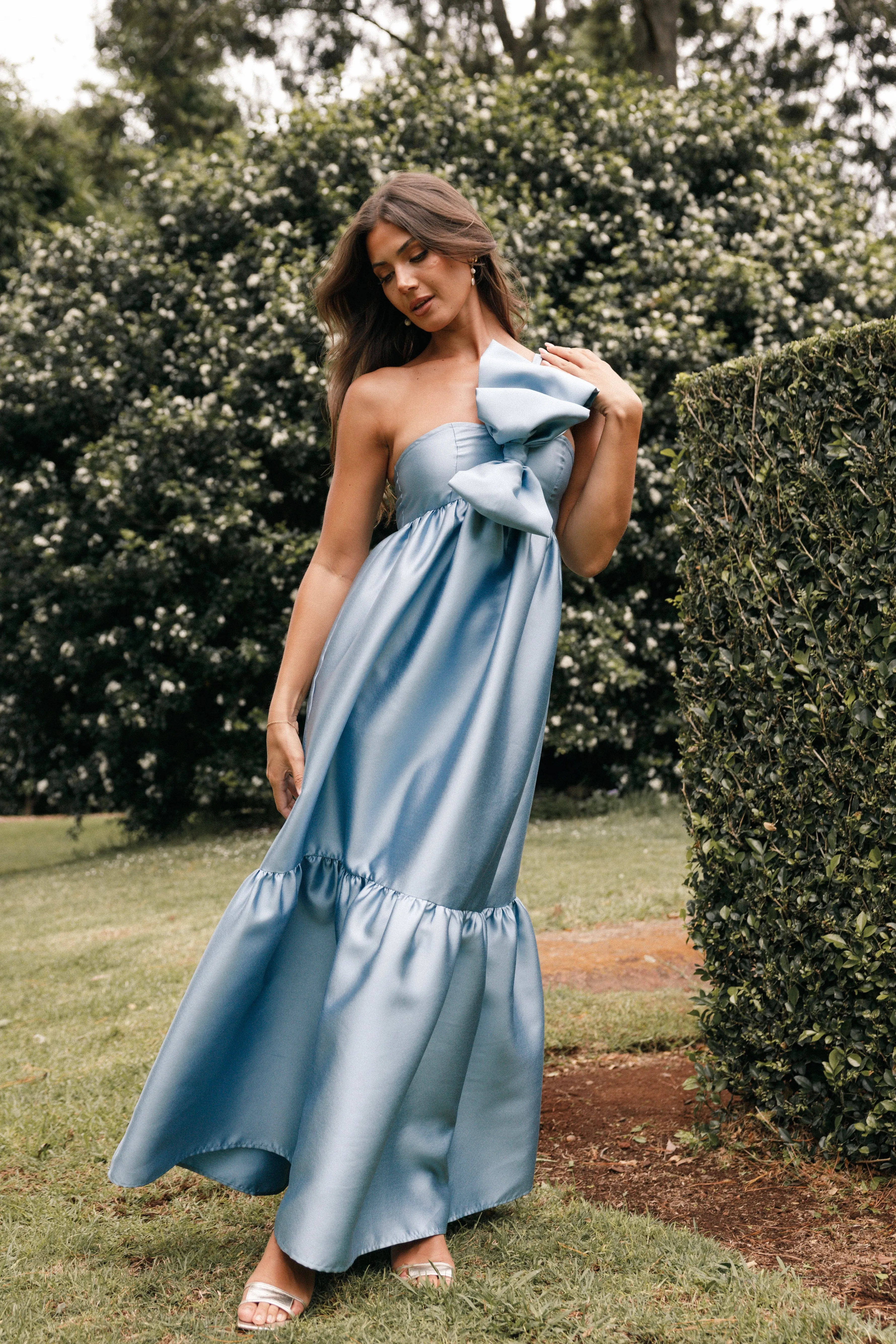 Petal & Pup Betina Bow Front Maxi Dress - Blue Sale