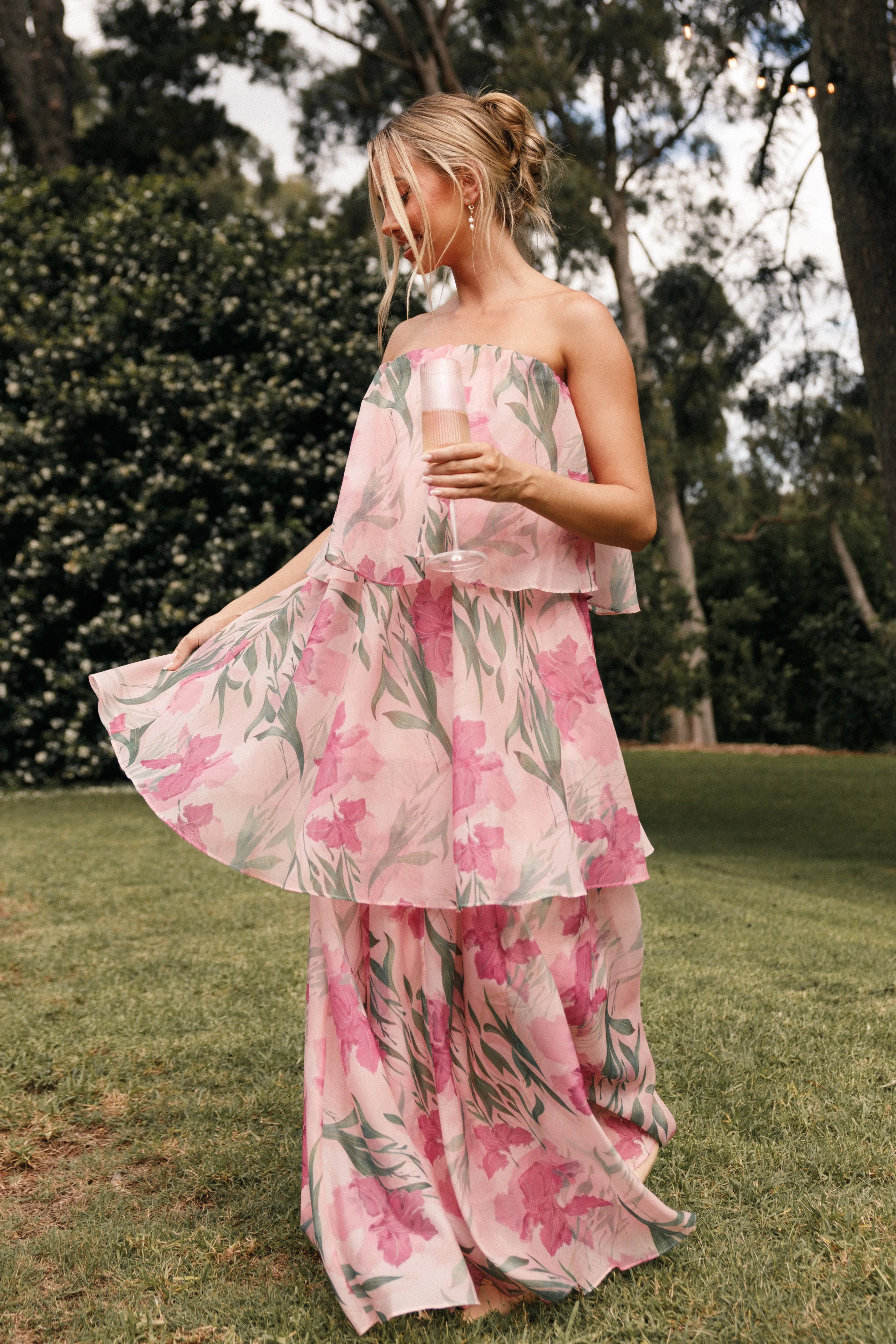 Petal & Pup Bloom Strapless Maxi Dress - Pink Floral PinkFloral New