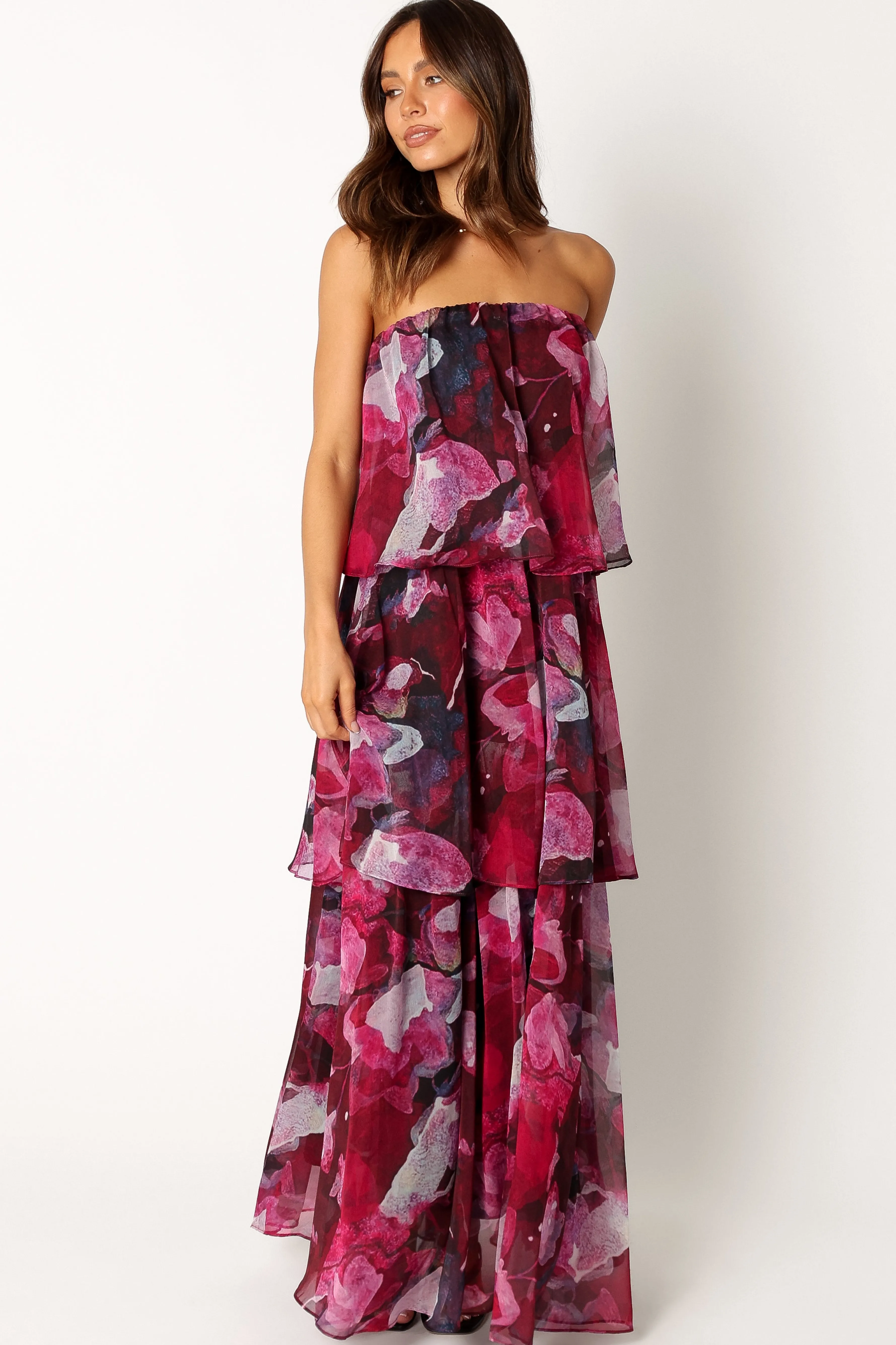 Petal & Pup Bloom Strapless Maxi Dress - Purple Floral PurpleFloral Best Sale