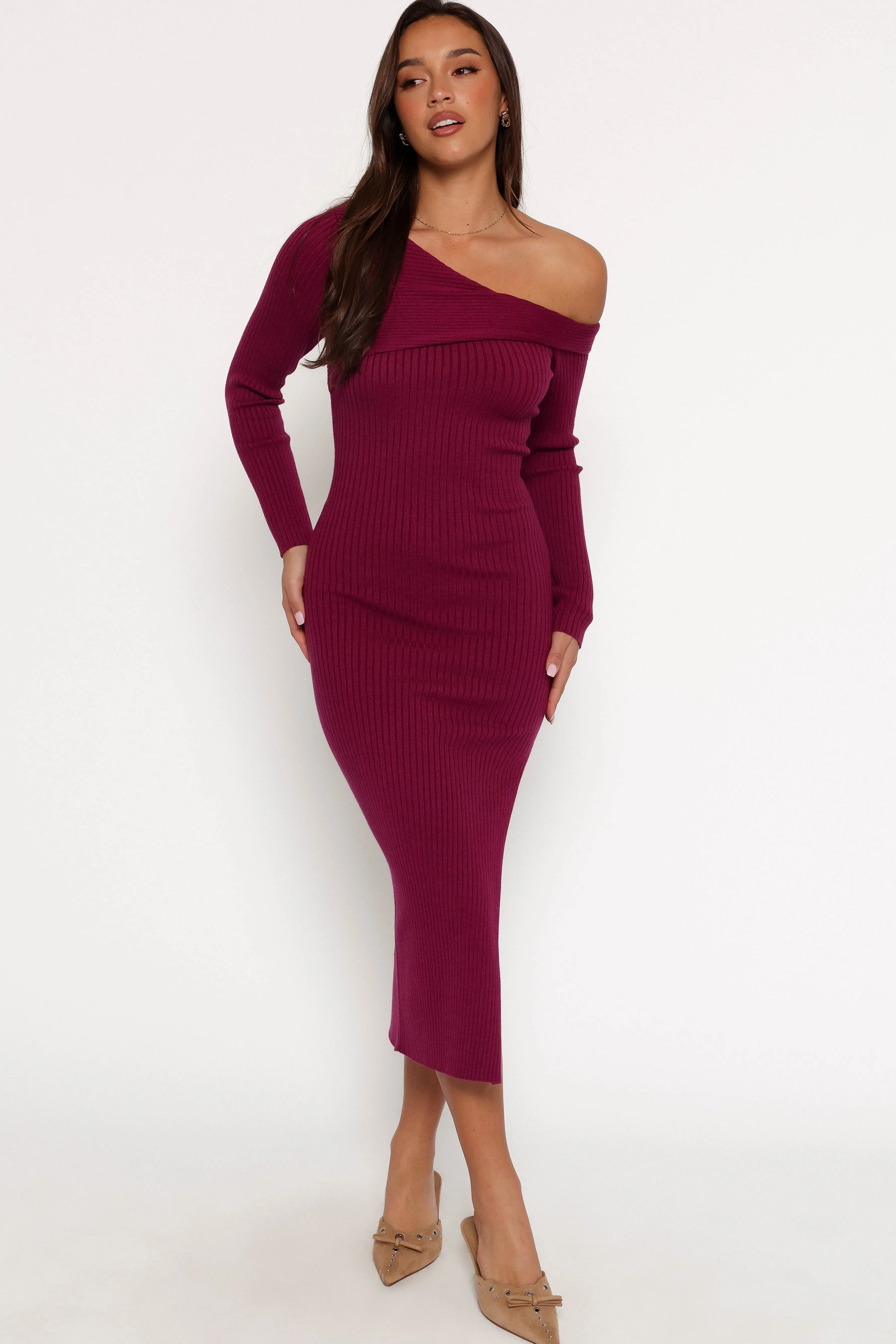 Petal & Pup Cammie Long Sleeve Midi Dress - Fuchsia Flash Sale