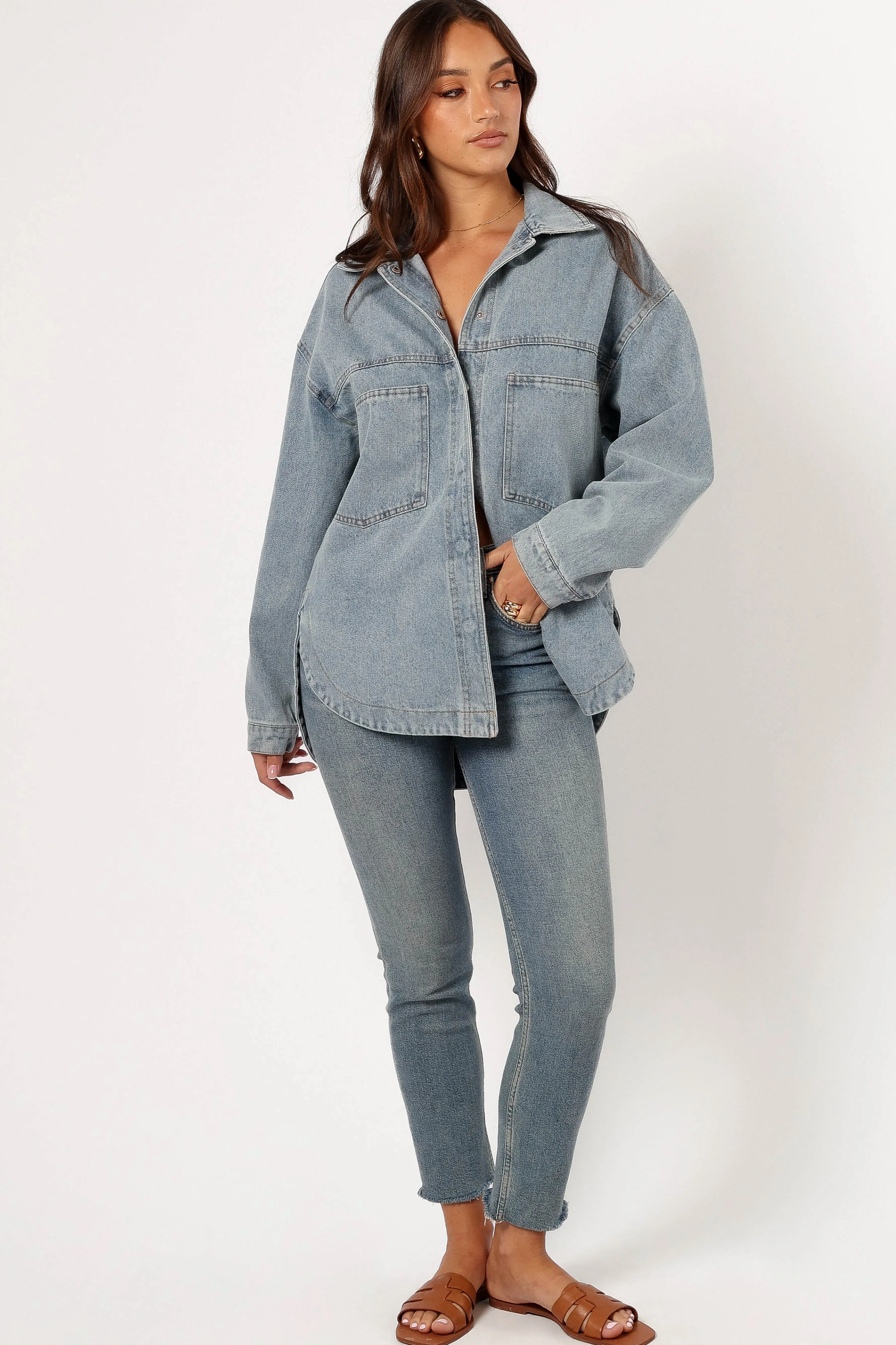 Petal & Pup Cassie Oversized Denim Shacket - Blue Outlet