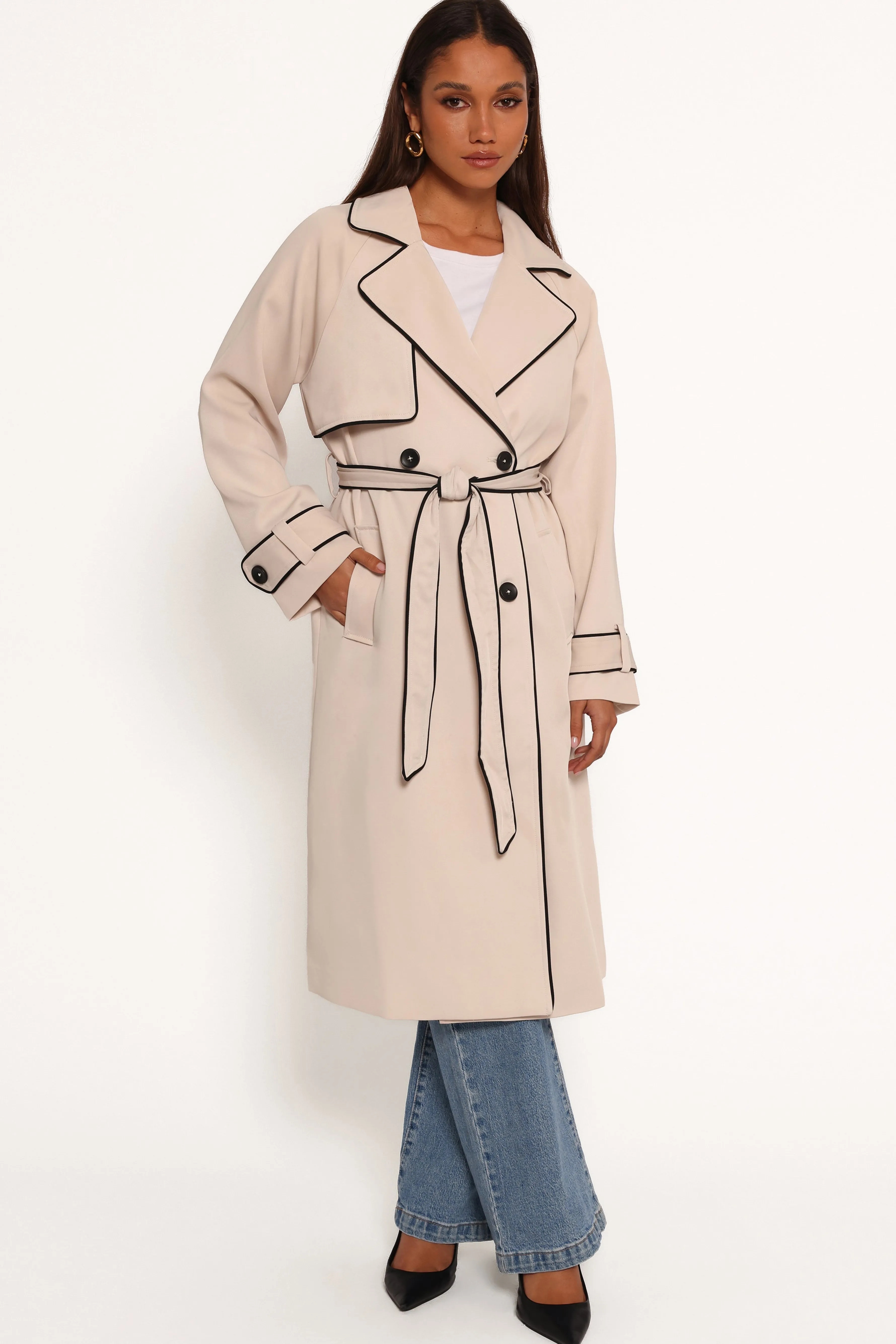 Petal & Pup Cayenne Contrast Binding Trench Coat - Beige Store