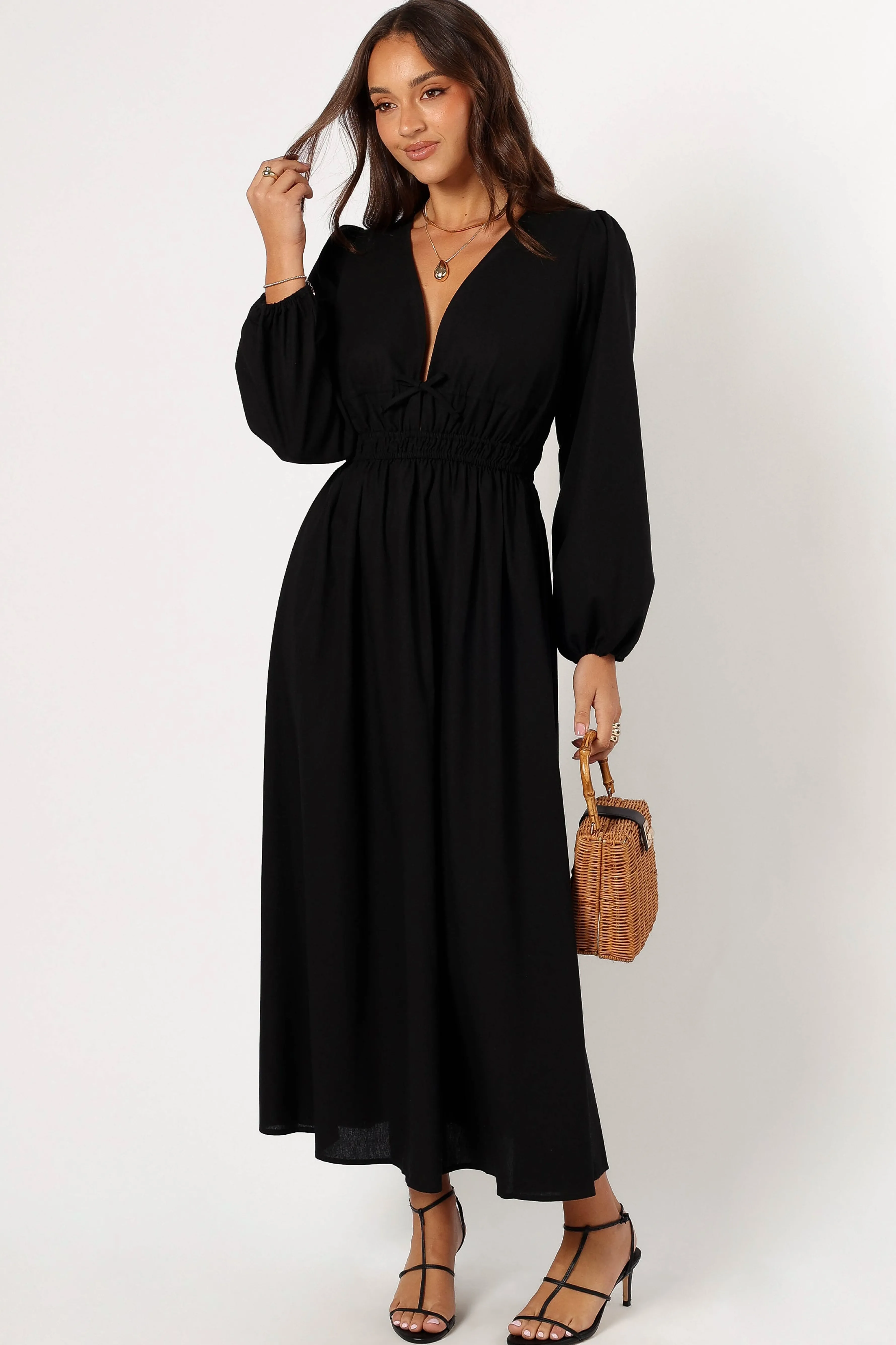 Petal & Pup Cece Long Sleeve Maxi Dress - Black Outlet