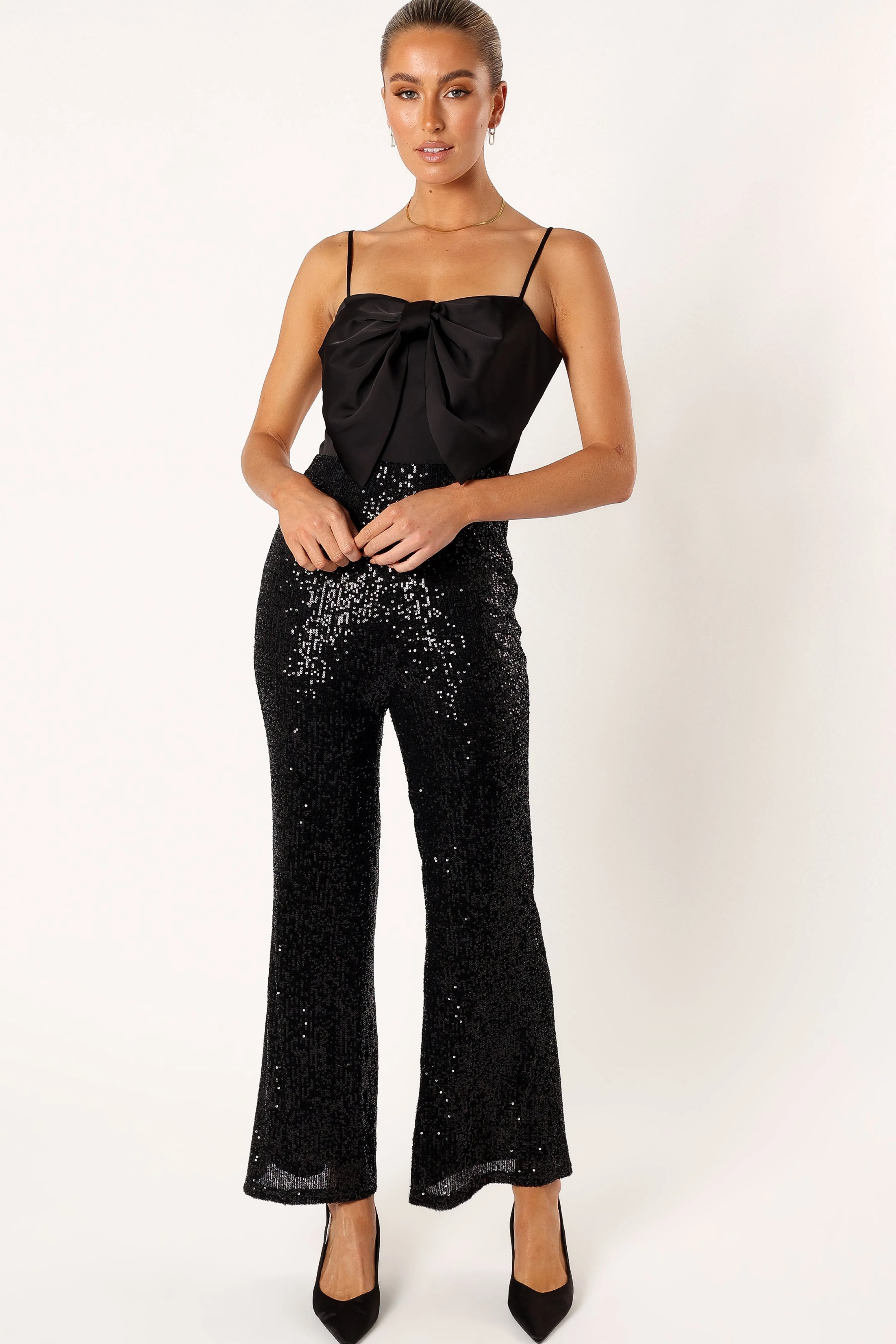 Petal & Pup Chiara Sequin Jumpsuit - Black New