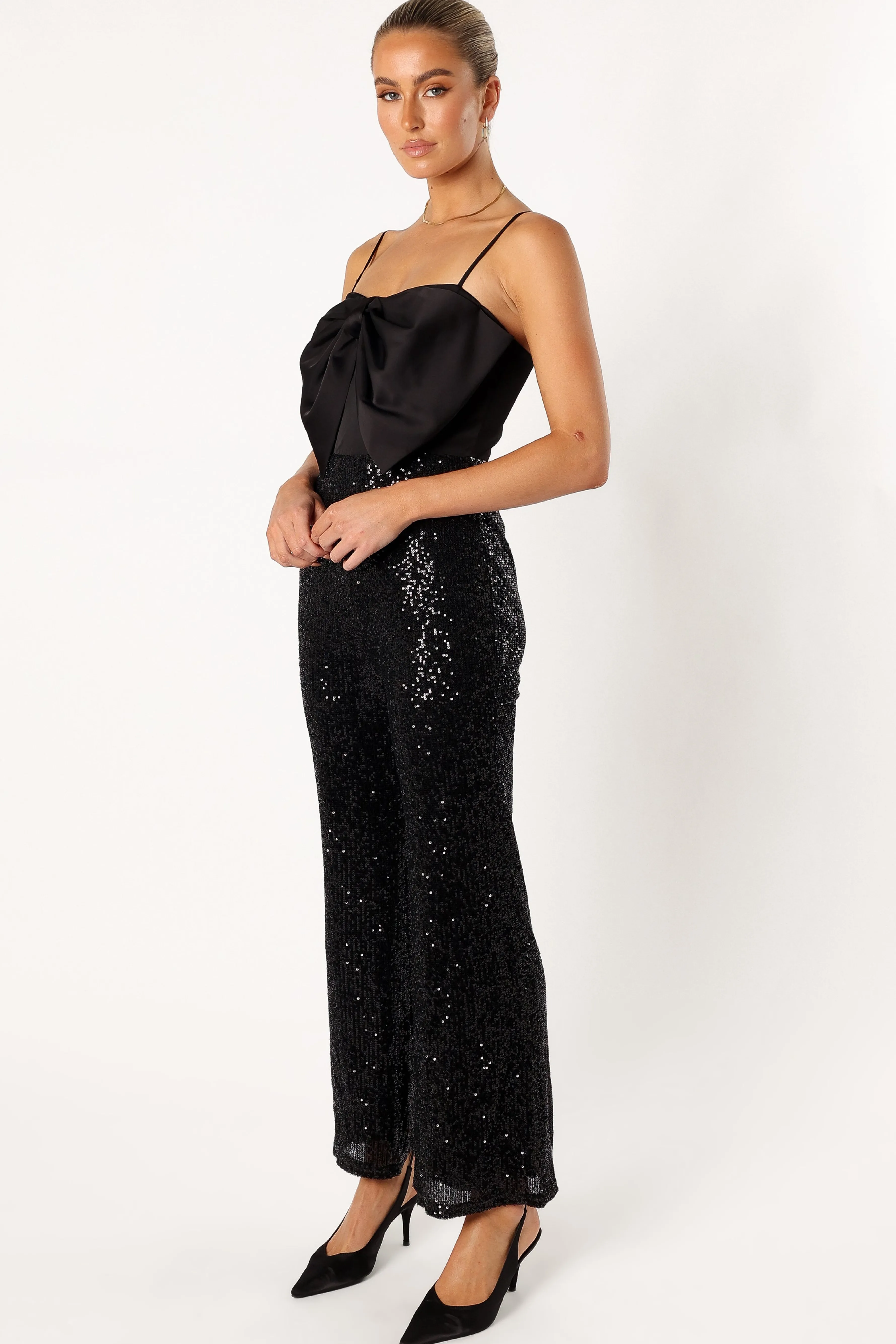 Petal & Pup Chiara Sequin Jumpsuit - Black New