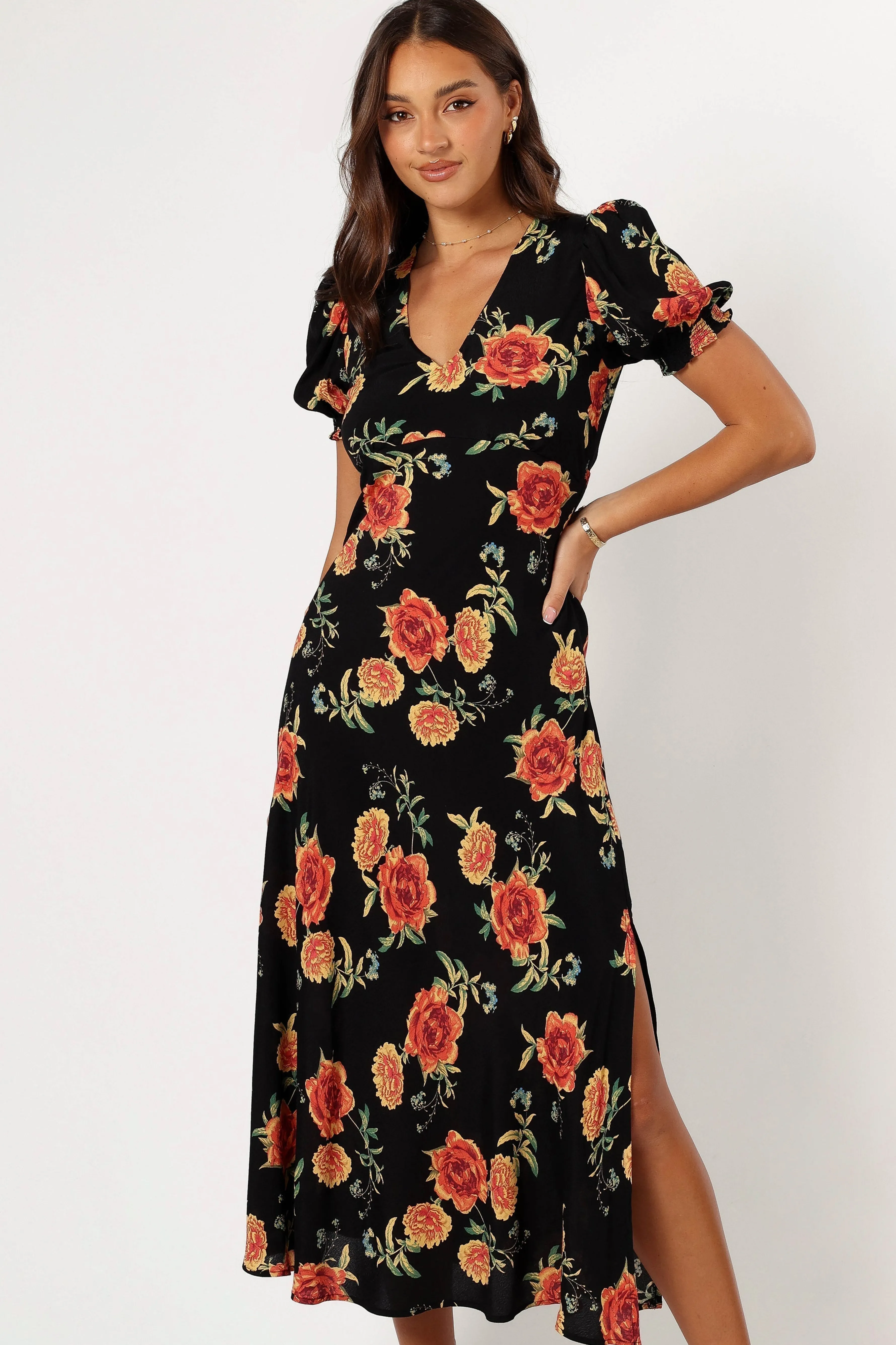 Petal & Pup Christine Midi Dress - Sunset Floral SunsetFloral Discount