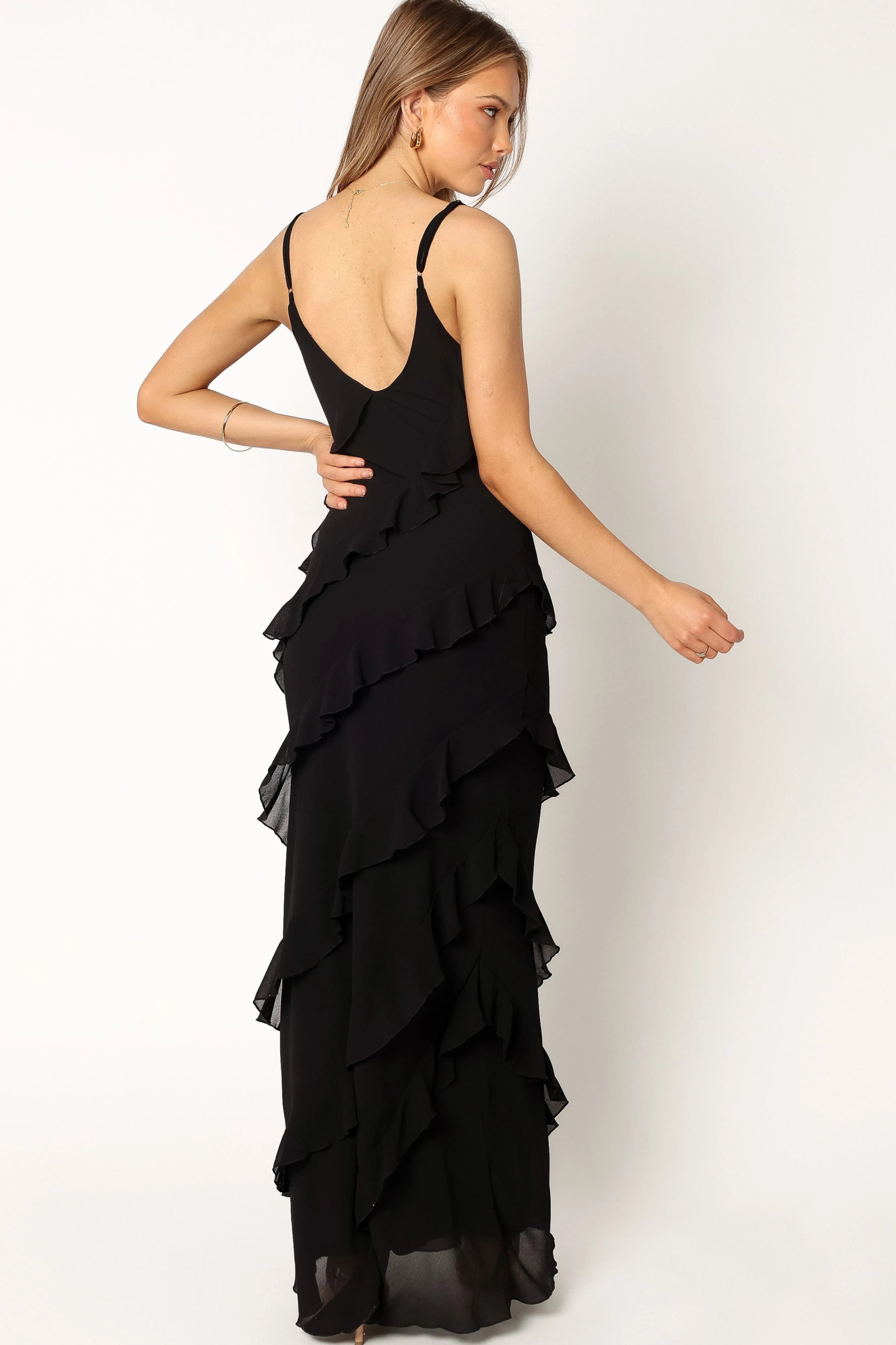 Petal & Pup Ciao Ruffles Maxi Dress - Black Cheap