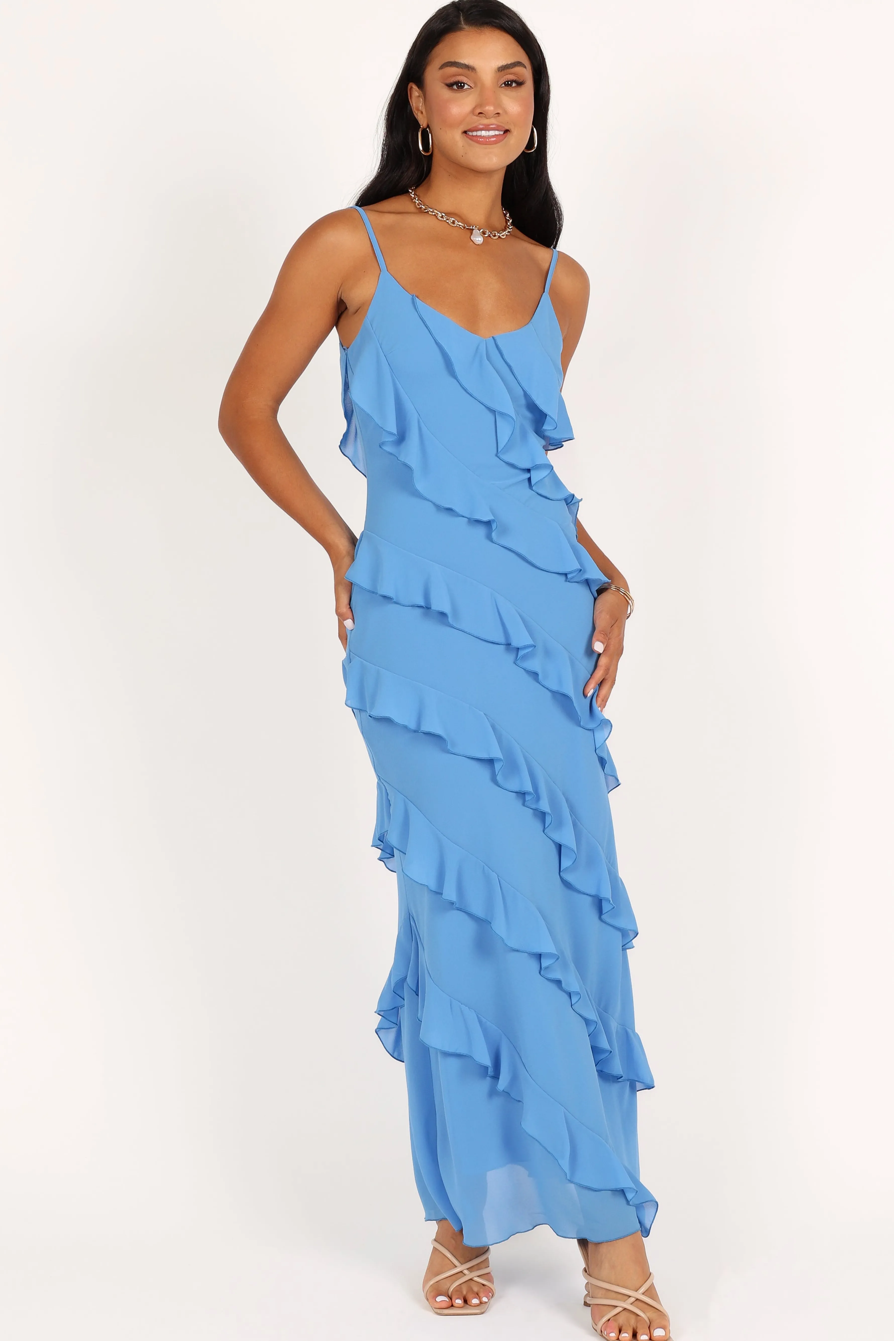 Petal & Pup Ciao Ruffles Maxi Dress - Blue Store