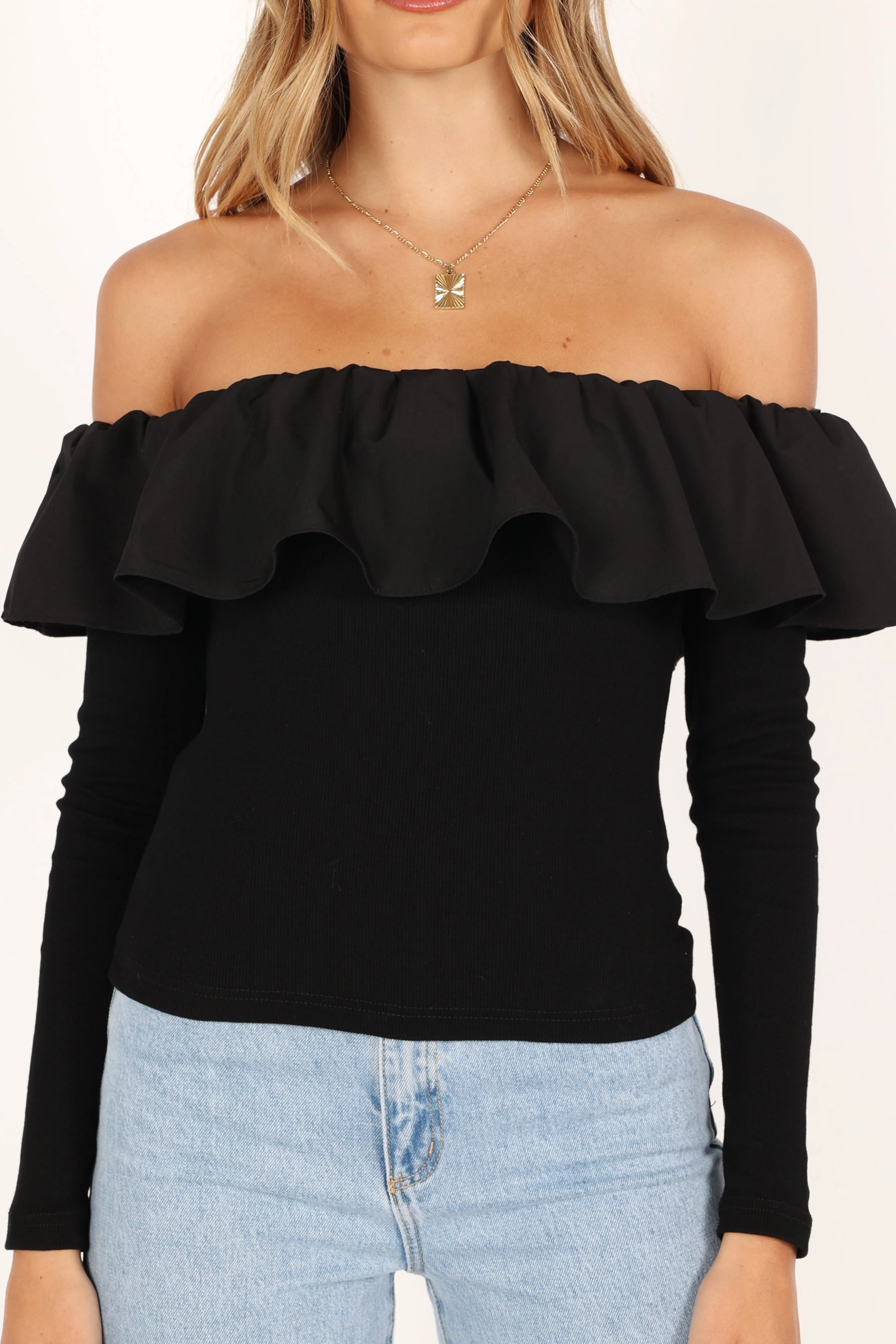 Petal & Pup Cloe Off Shoulder Top - Black Best