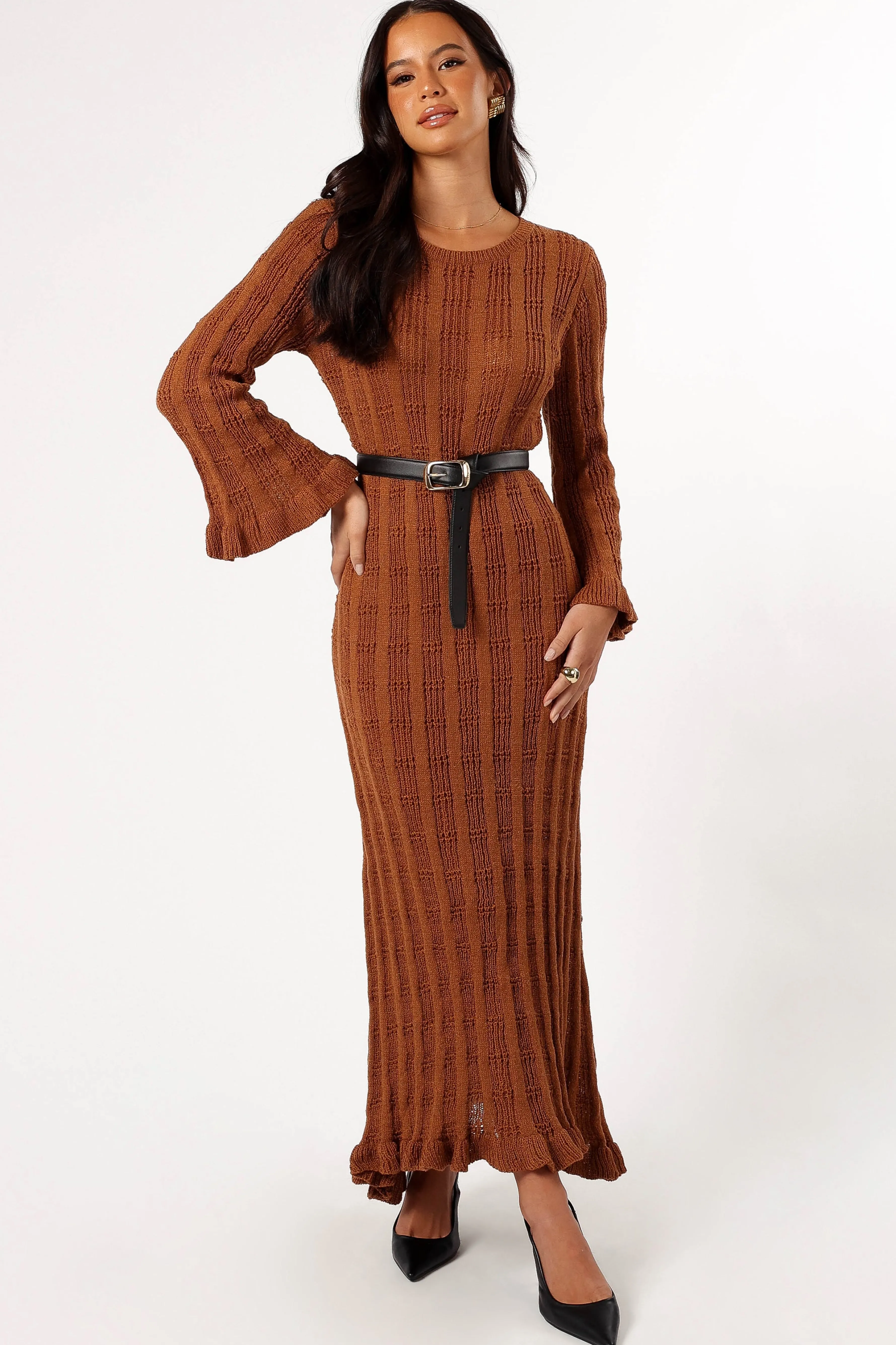 Petal & Pup Colter Long Sleeve Maxi Dress - Bronze Shop