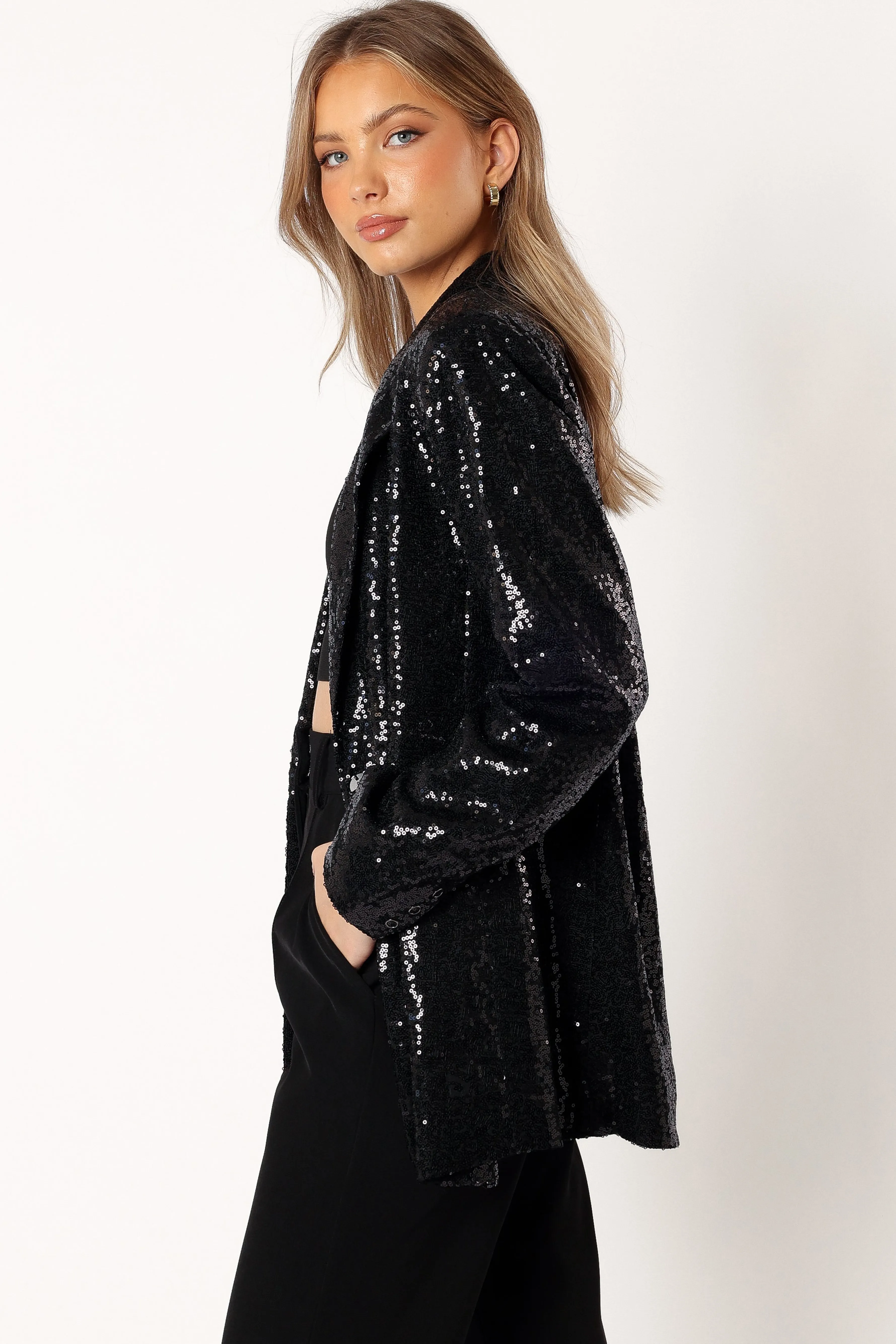 Petal & Pup Delaney Sequin Blazer - Black Outlet