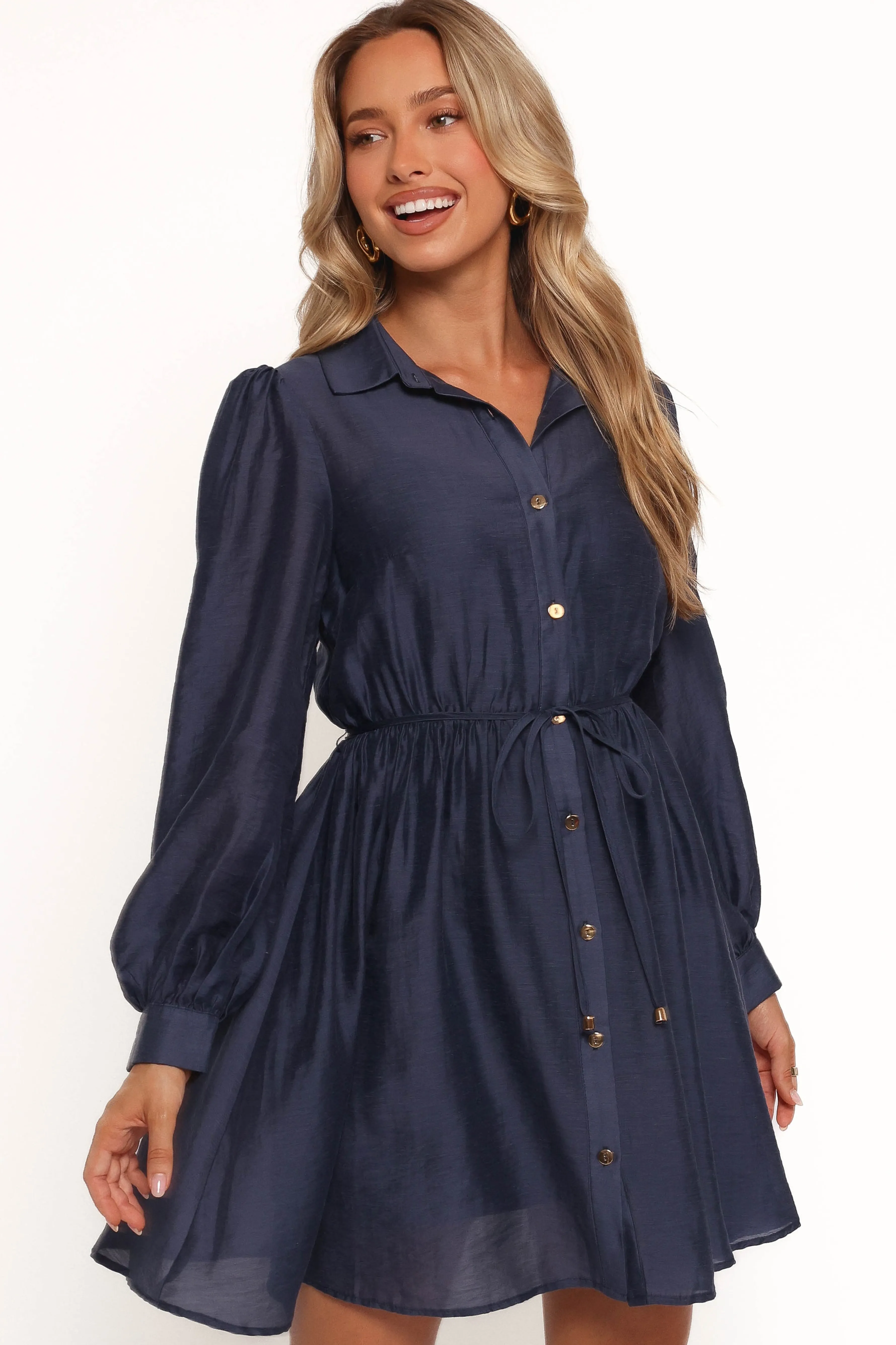 Petal & Pup Everett Long Sleeve Mini Dress - Navy Store