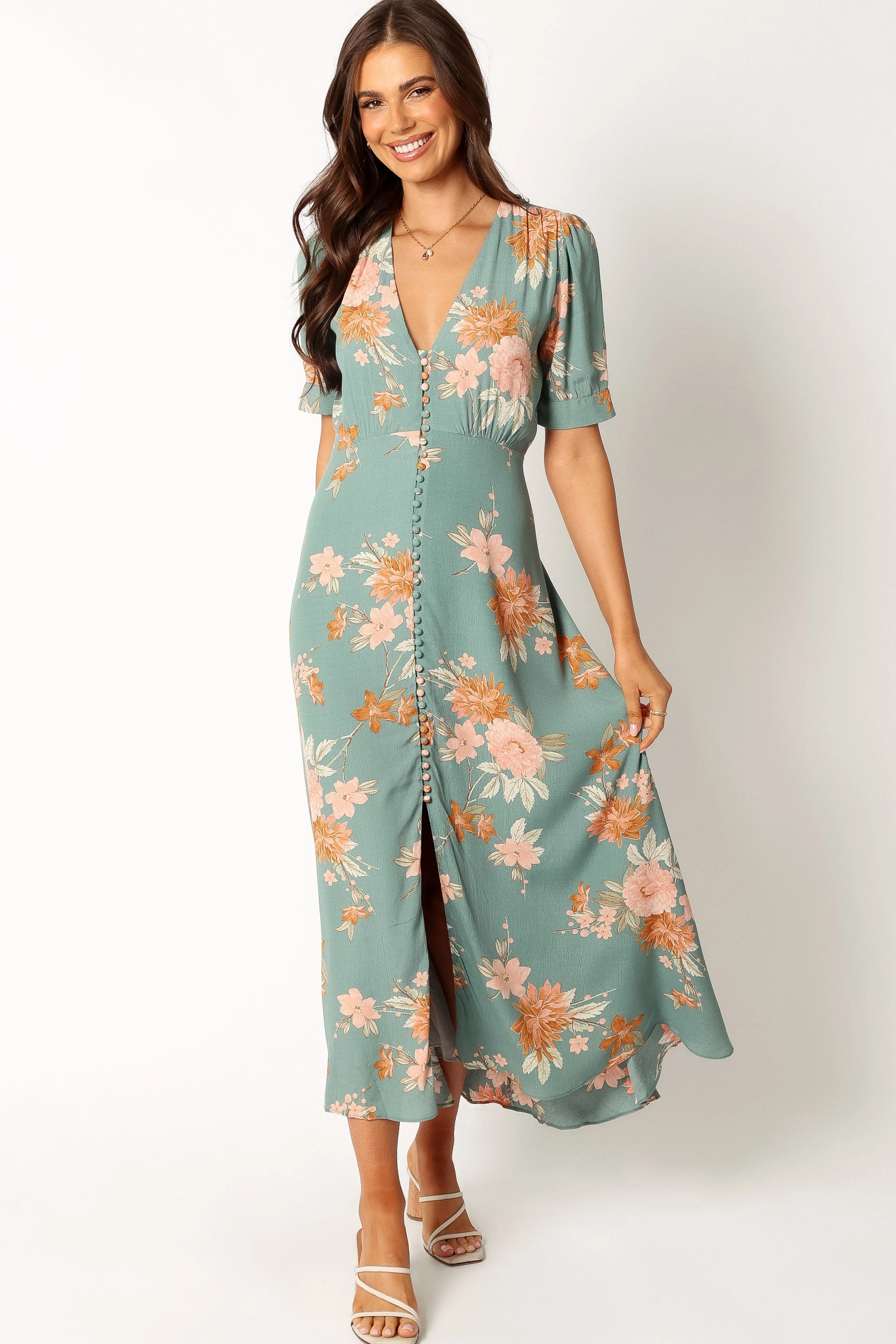 Petal & Pup Frampton Midi Dress - Blue Floral BlueFloral Cheap