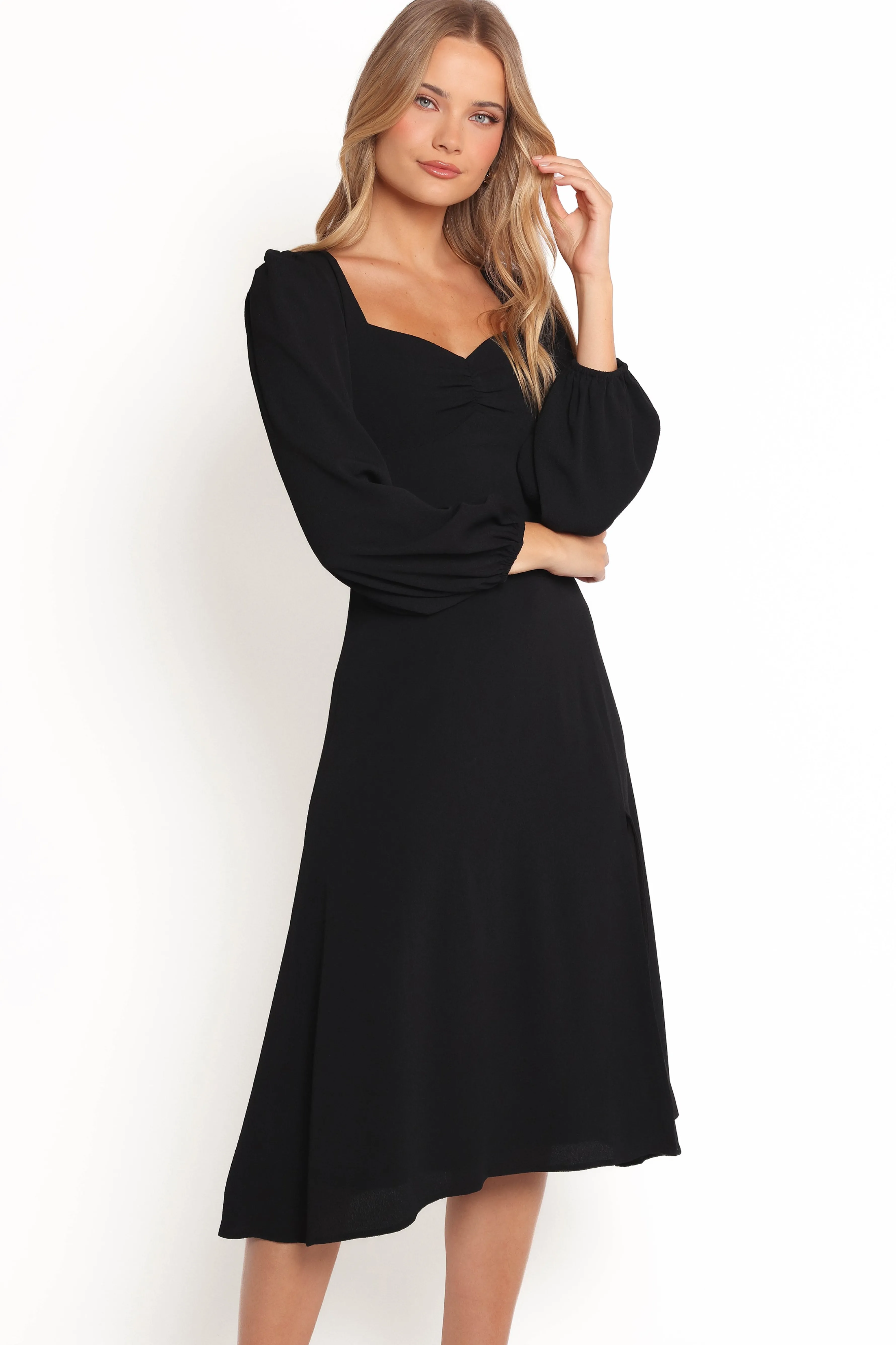 Petal & Pup Franklin Long Sleeve Midi Dress - Black Store