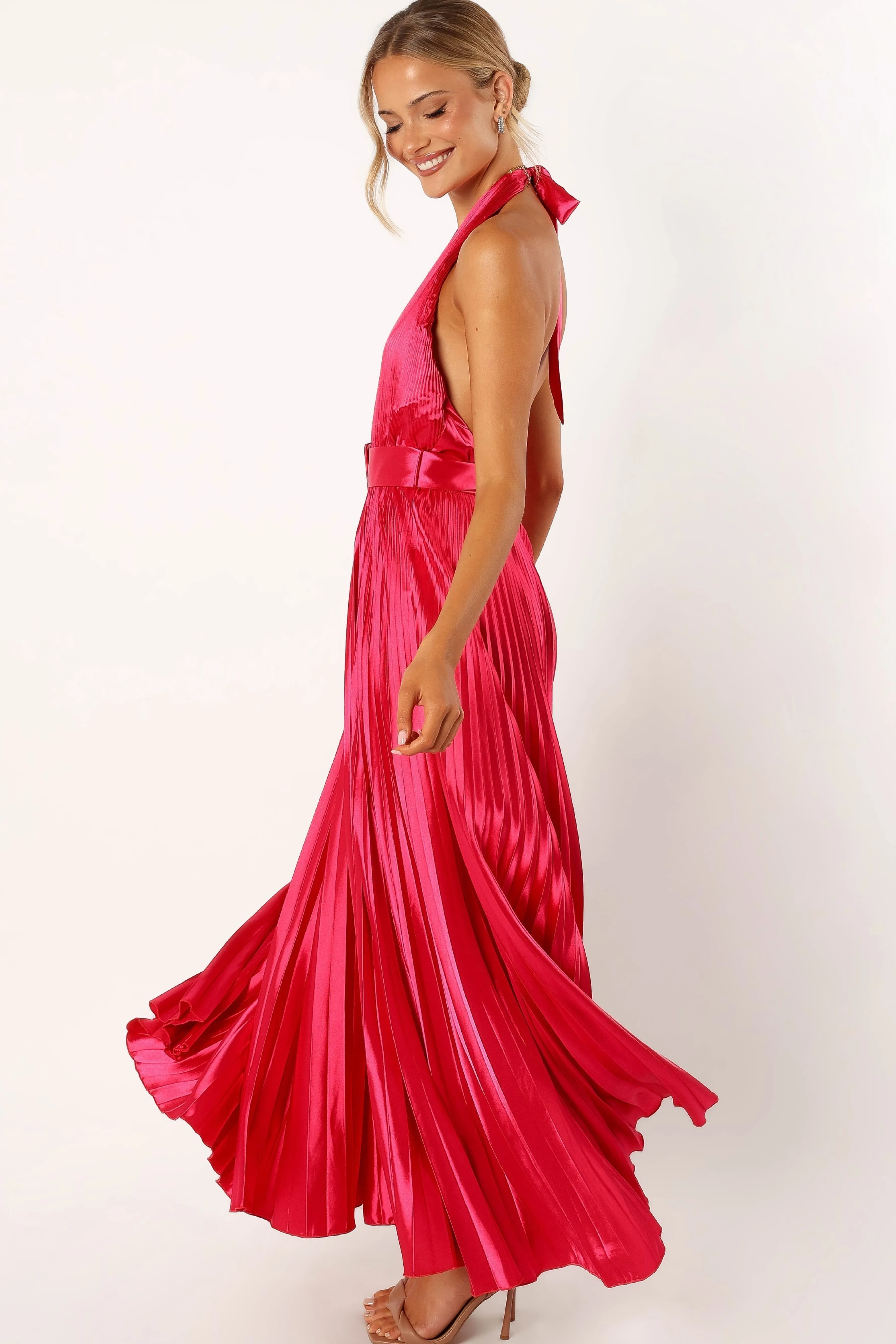 Petal & Pup Greta Halterneck Maxi Dress - Magenta Online