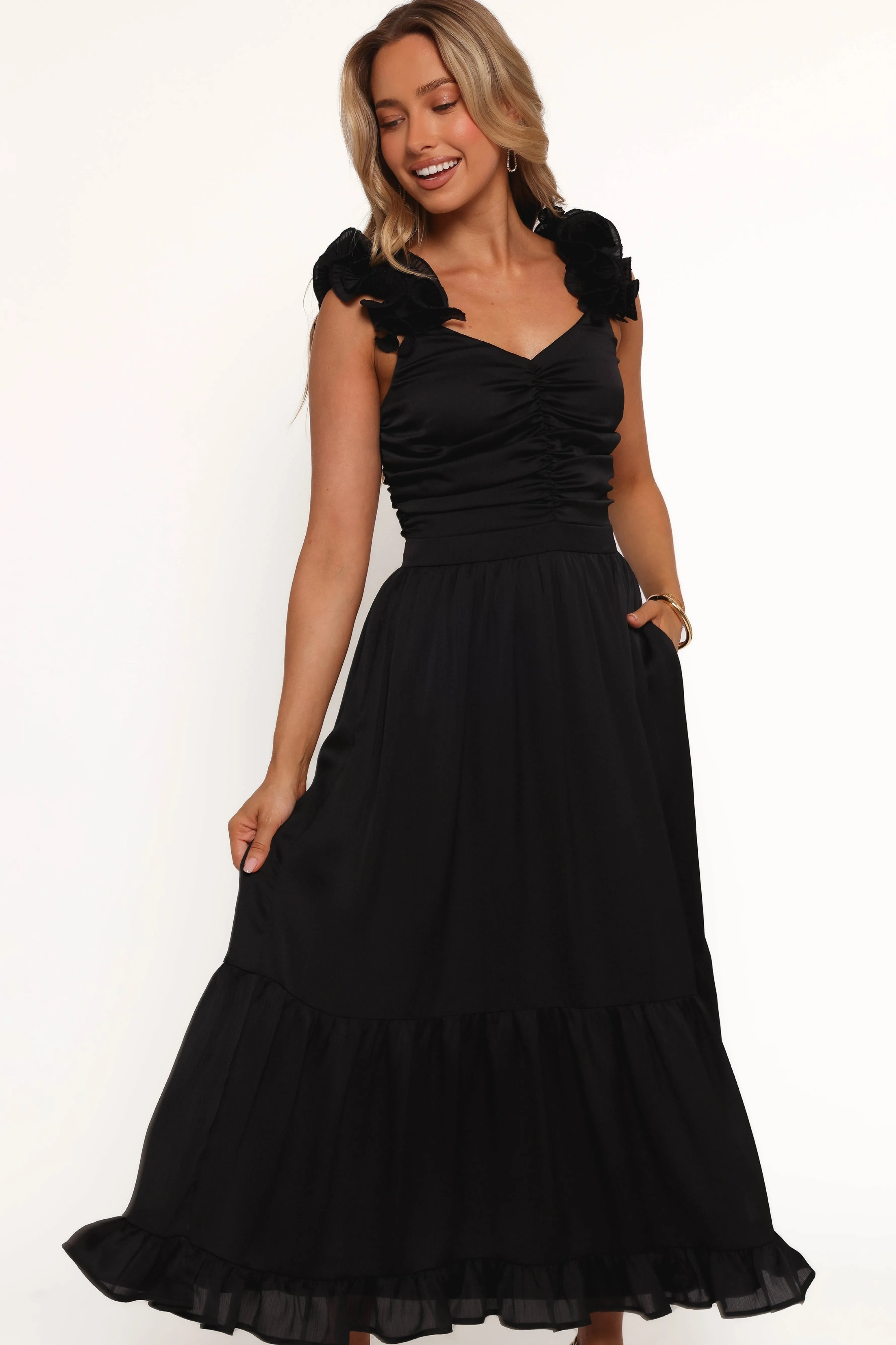 Petal & Pup Inca Midi Dress - Black Best Sale