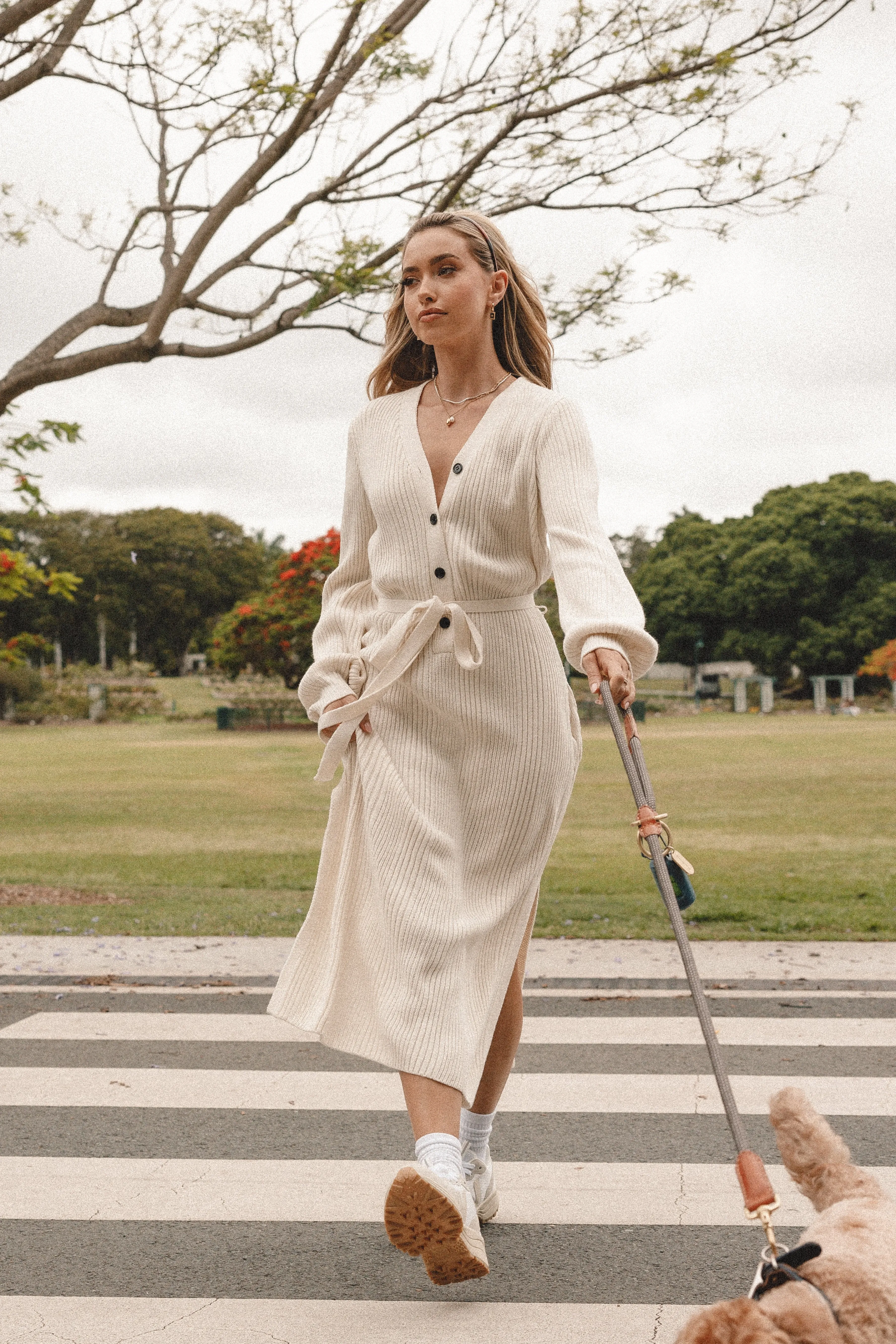 Petal & Pup Jasper Long Sleeve Midi Dress - Cream Clearance