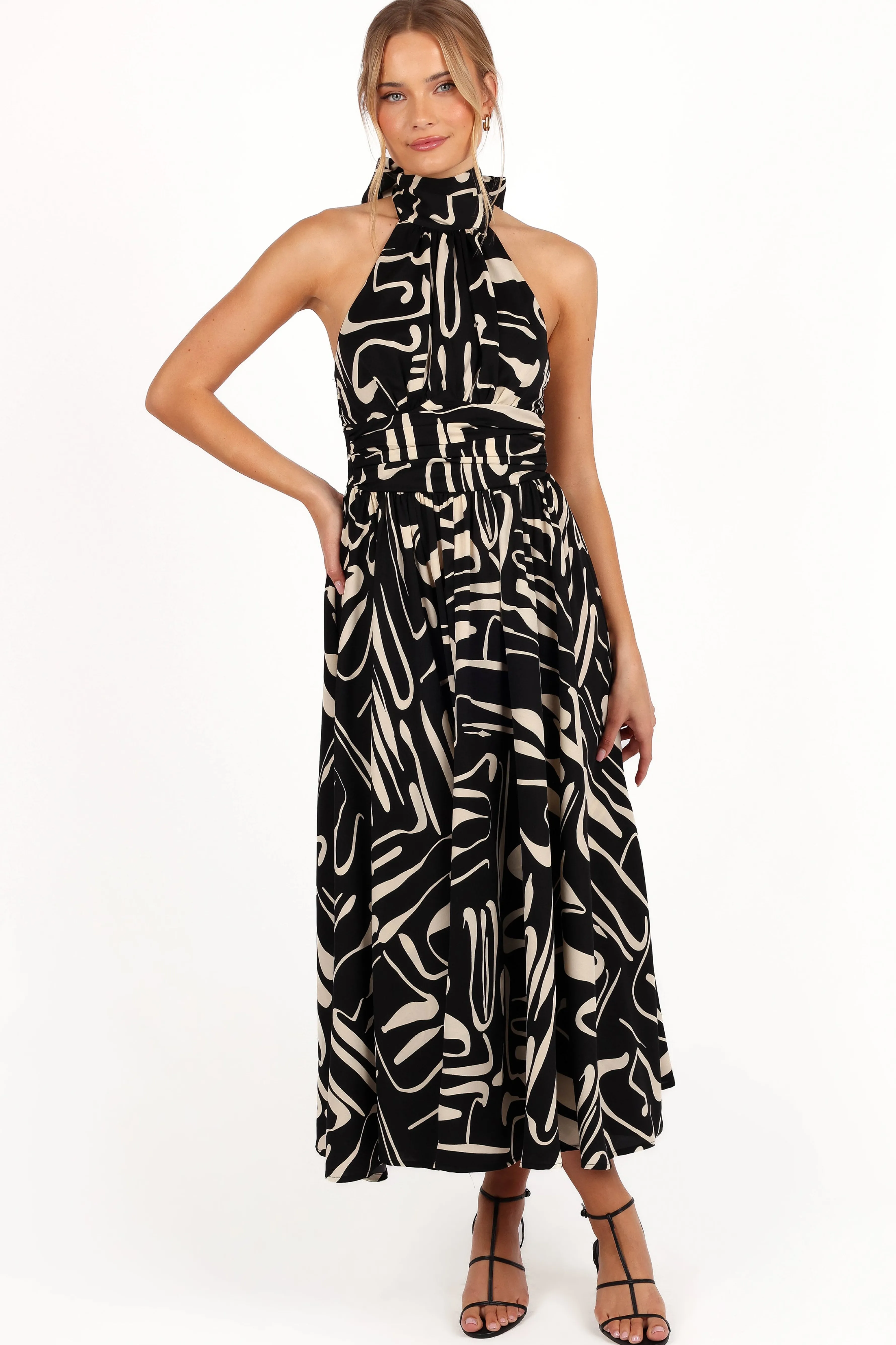 Petal & Pup Jennifer Halterneck Maxi Dress - Black/White Black/White Best Sale