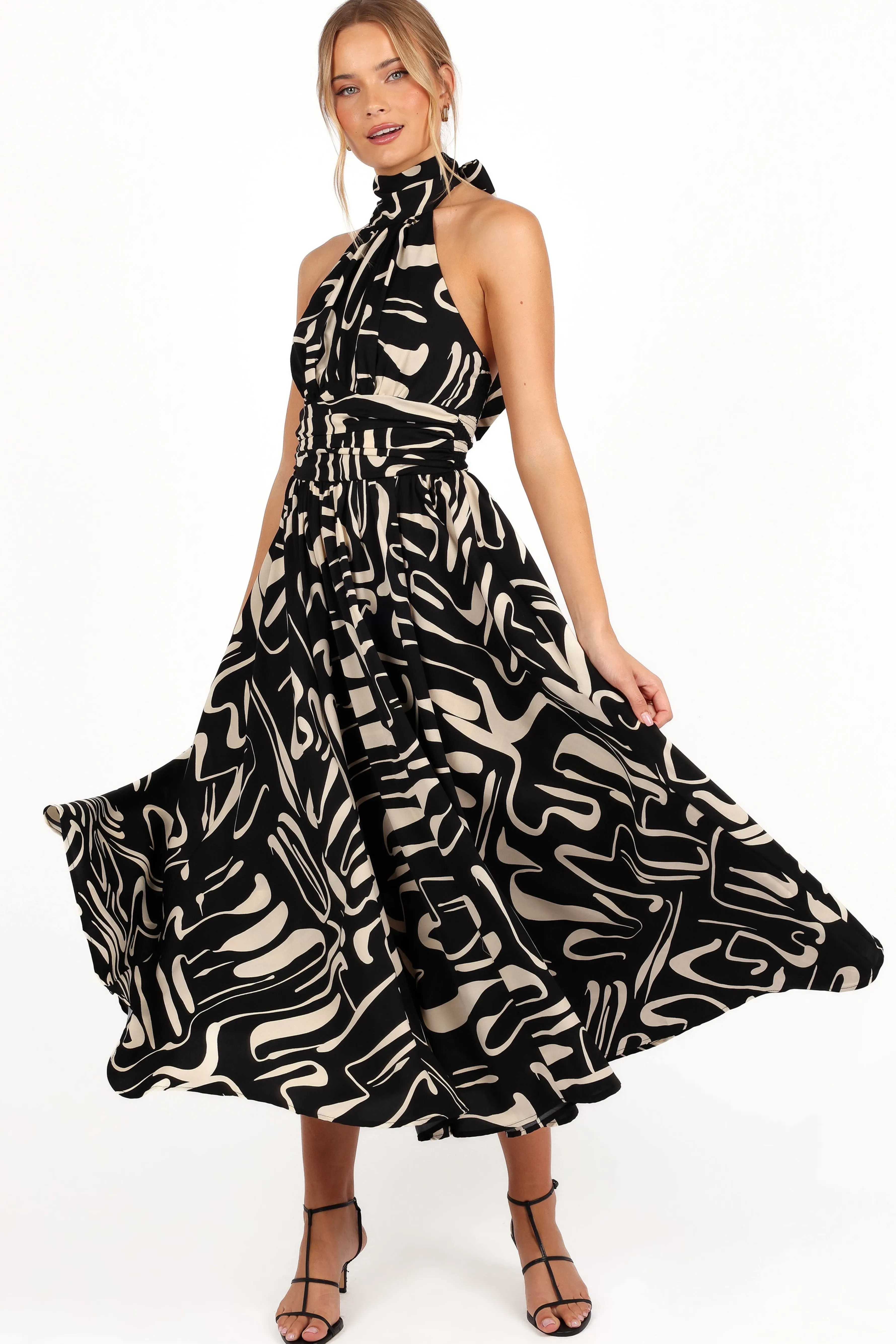 Petal & Pup Jennifer Halterneck Maxi Dress - Black/White Black/White Best Sale