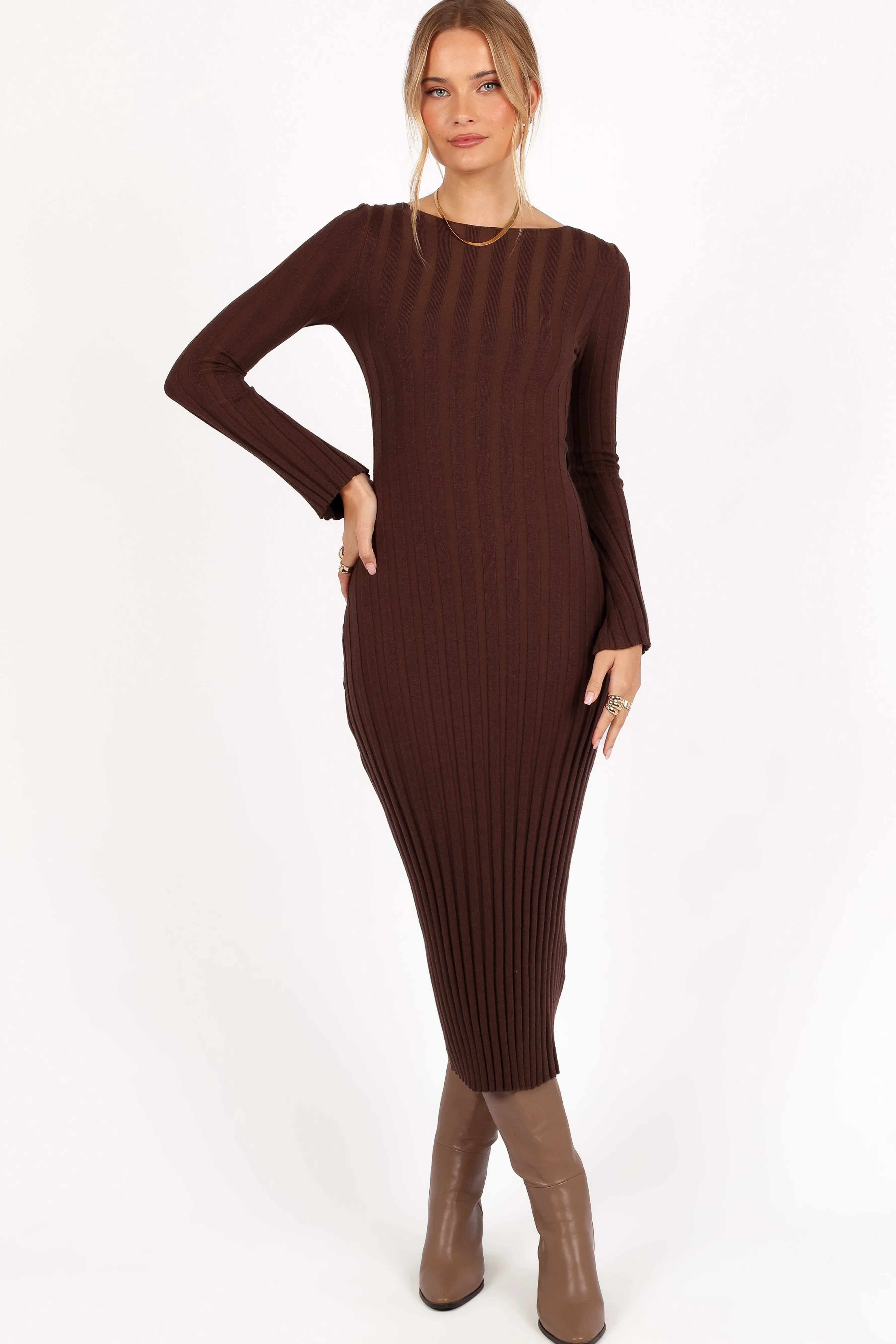 Petal & Pup Jolene Long Sleeve Maxi Dress - Brown Sale