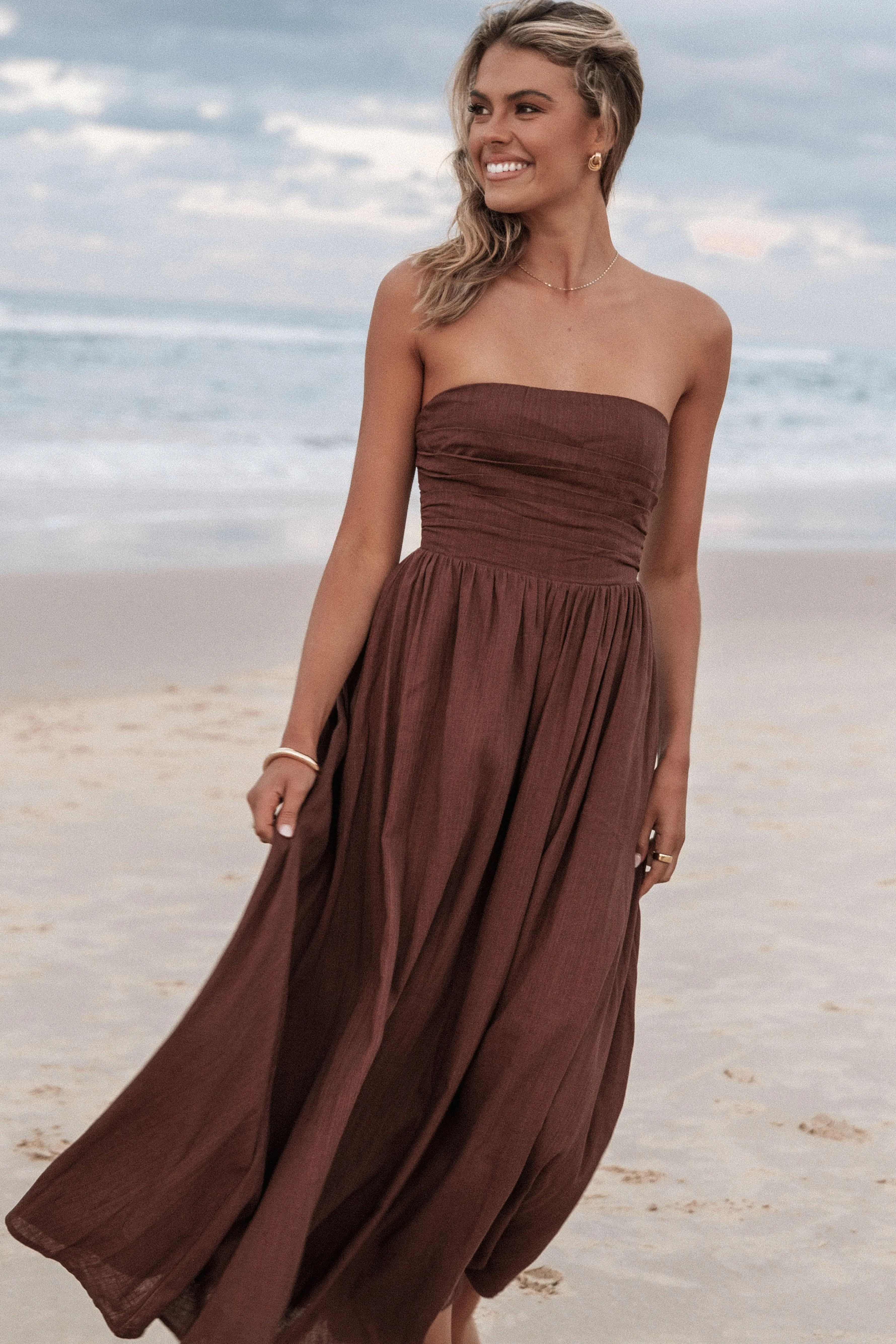 Petal & Pup Kayt Strapless Dress - Chocolate Brown ChocolateBrown Sale