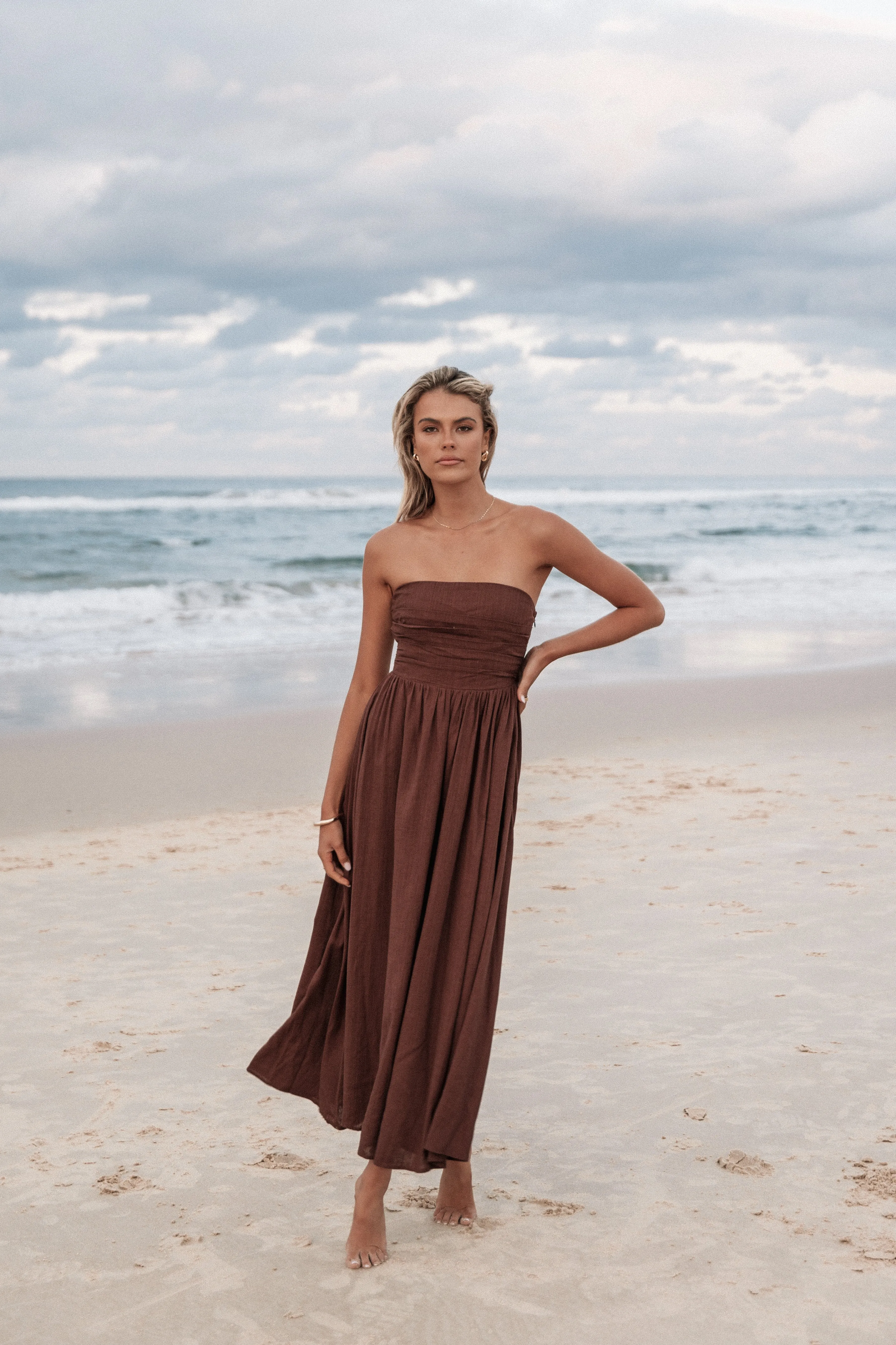 Petal & Pup Kayt Strapless Dress - Chocolate Brown ChocolateBrown Sale