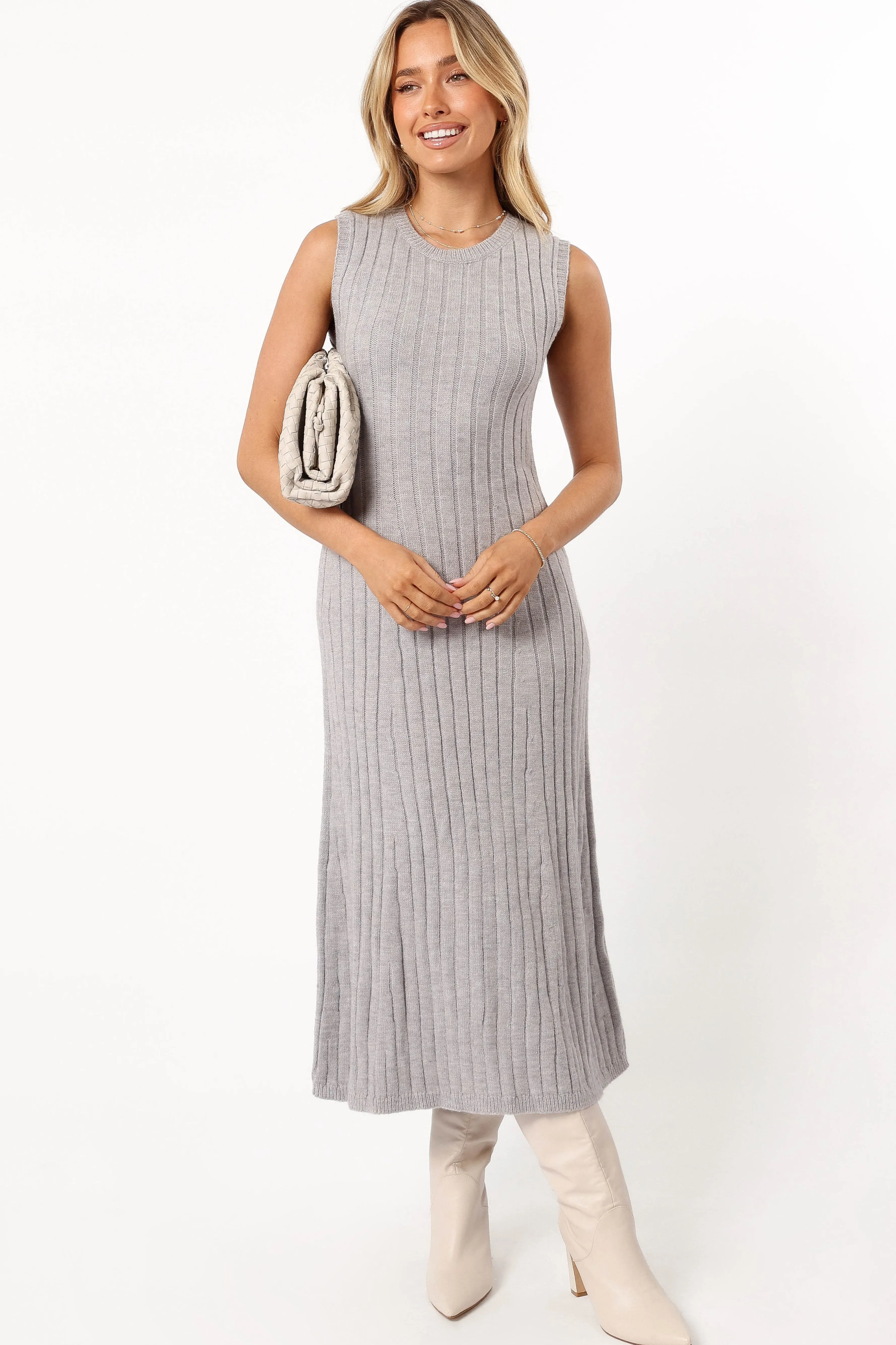 Petal & Pup Kellie Knit Midi Dress - Grey Fashion