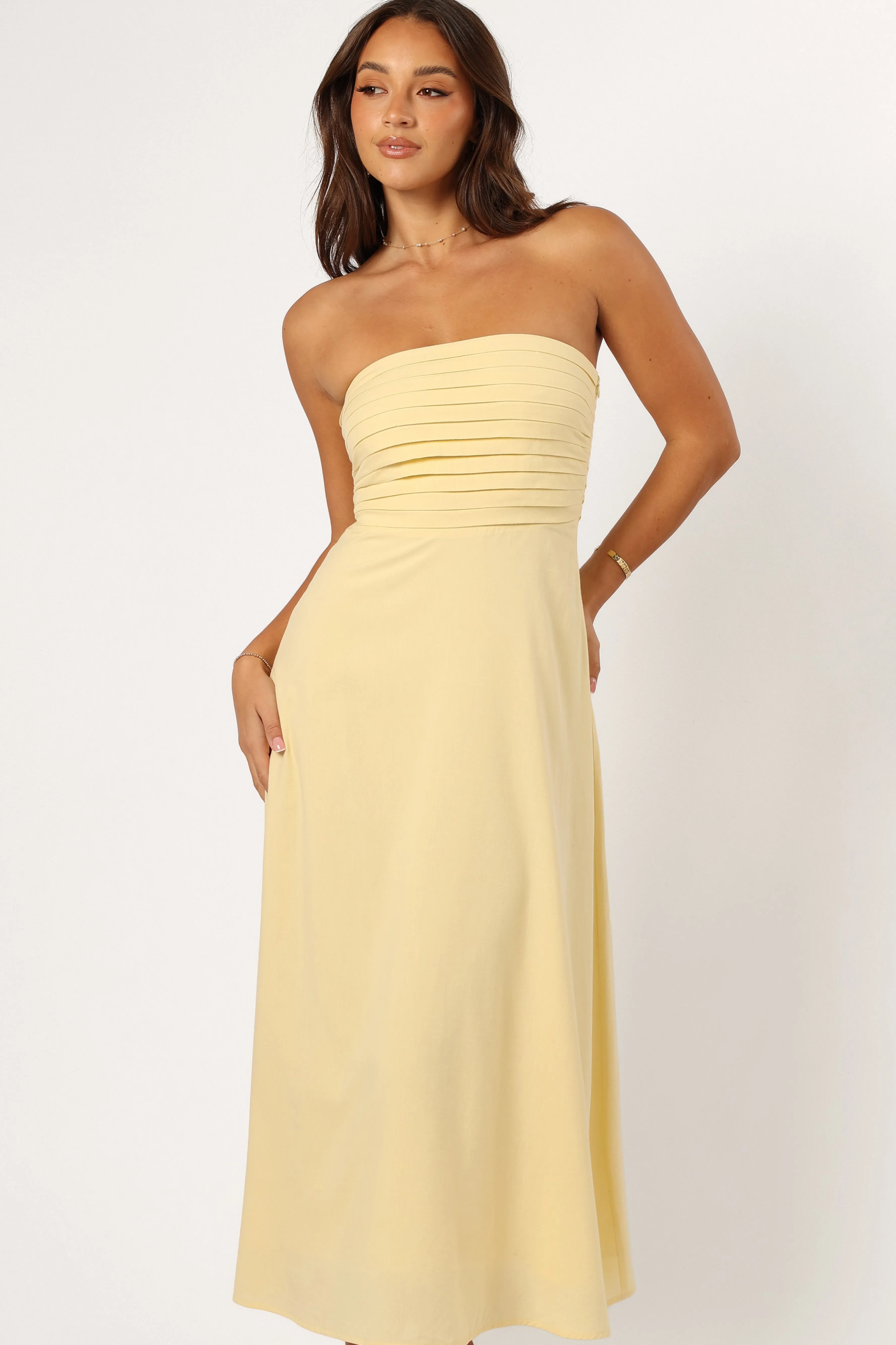 Petal & Pup Kenna Strapless Maxi Dress - Butter Yellow ButterYellow Cheap