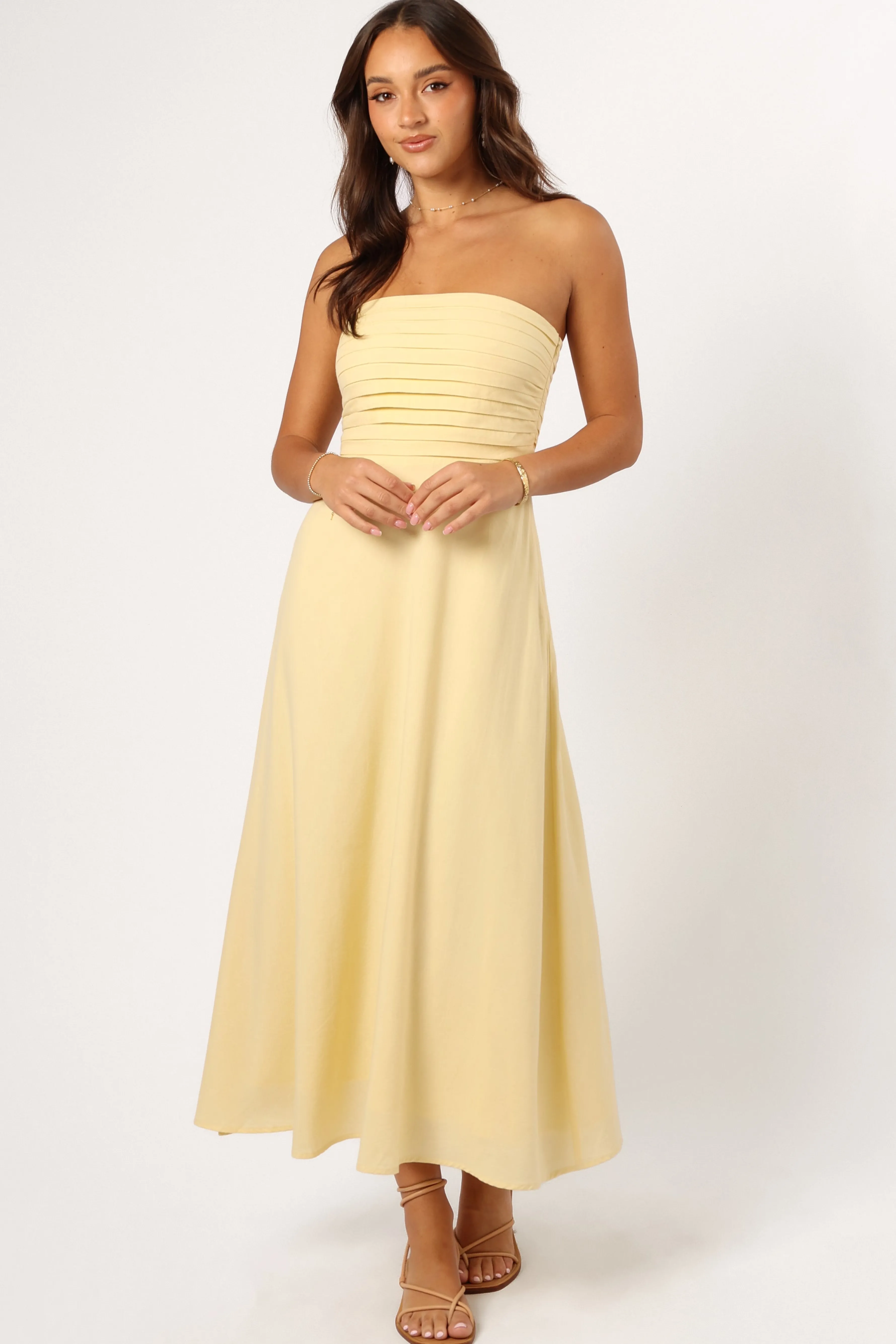 Petal & Pup Kenna Strapless Maxi Dress - Butter Yellow ButterYellow Cheap