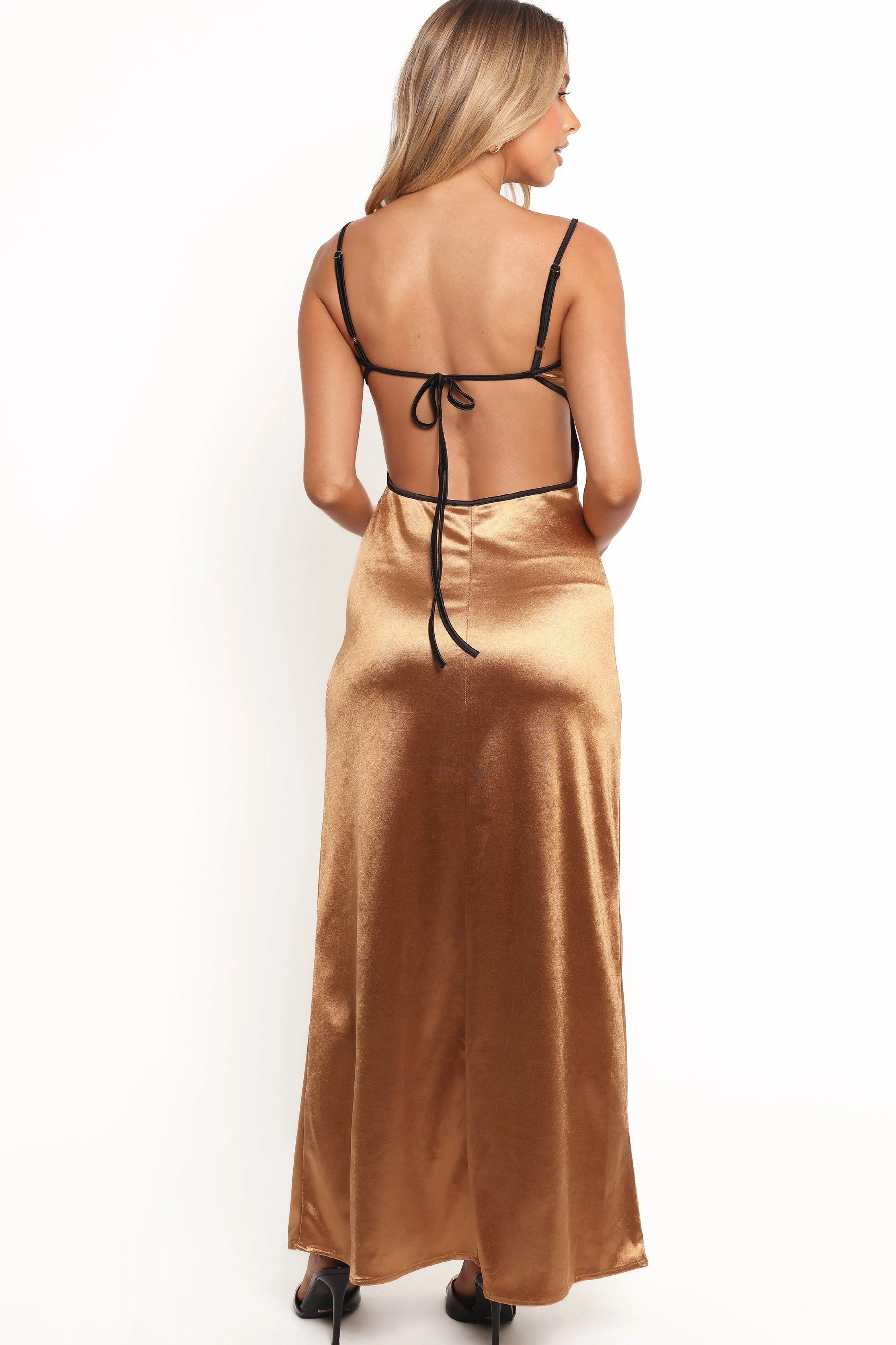 Petal & Pup Lael Maxi Dress - Gold/Black Gold/Black Cheap