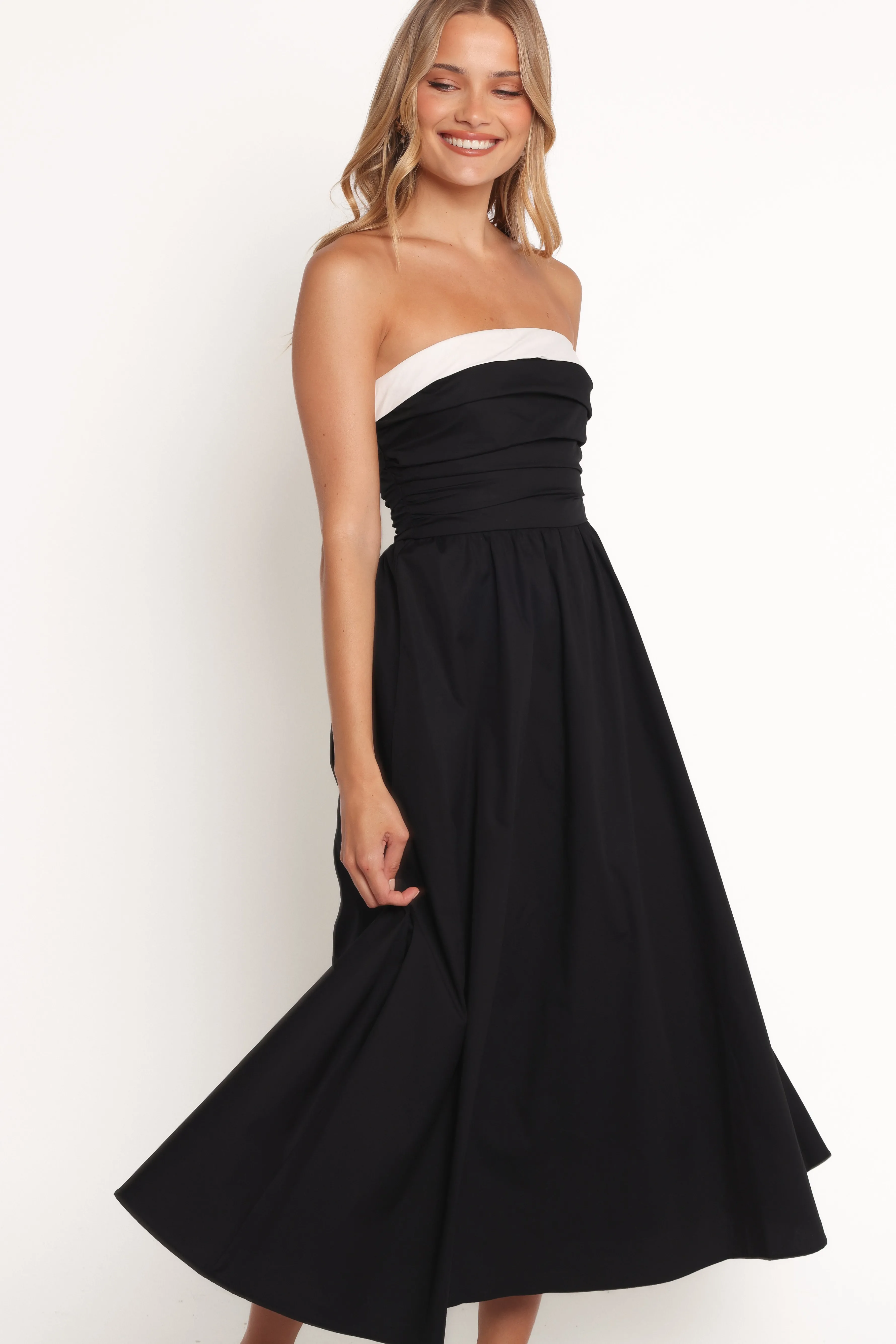 Petal & Pup Marais Strapless Midi Dress - Black Fashion