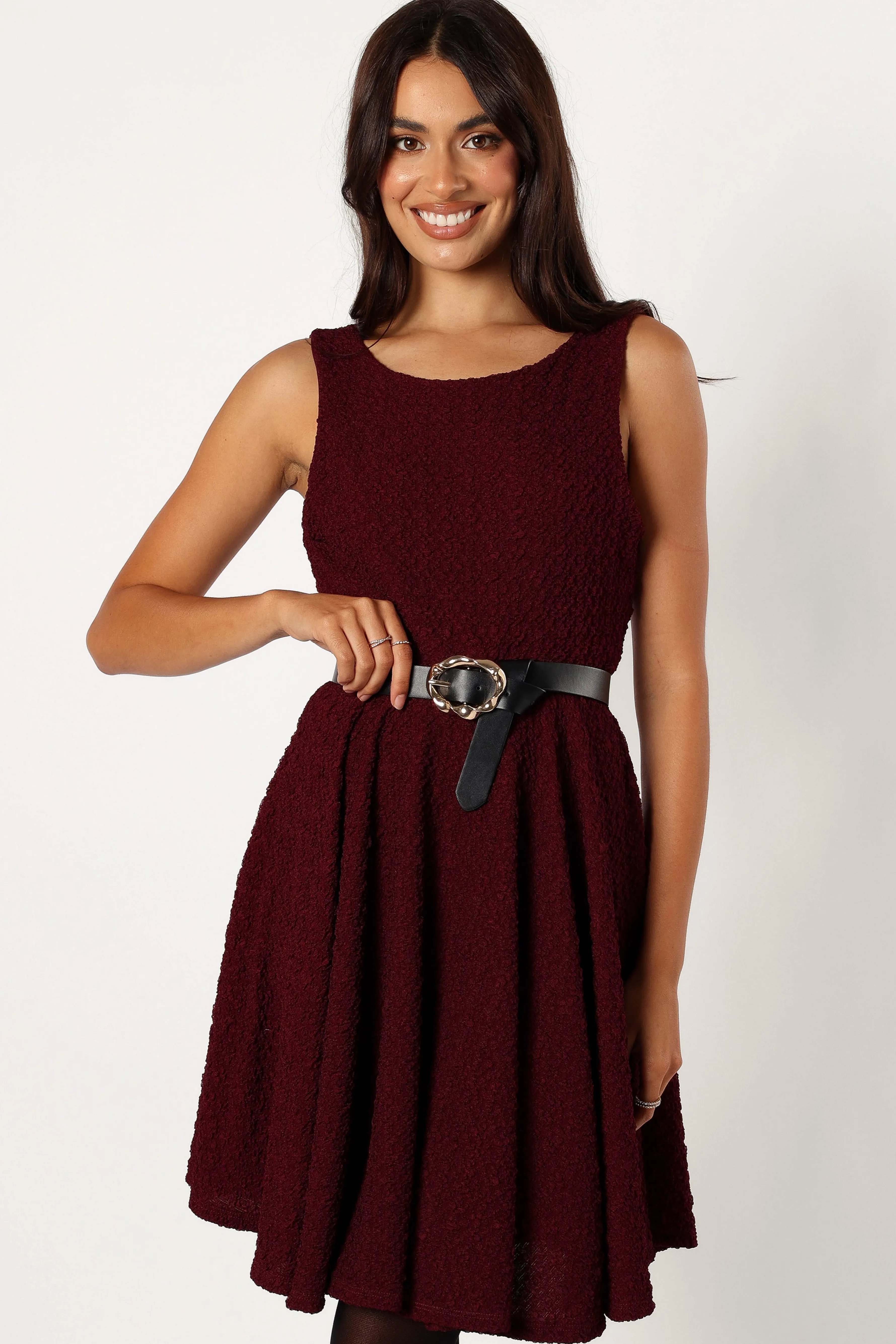 Petal & Pup Margaret Mini Dress - Burgundy Hot