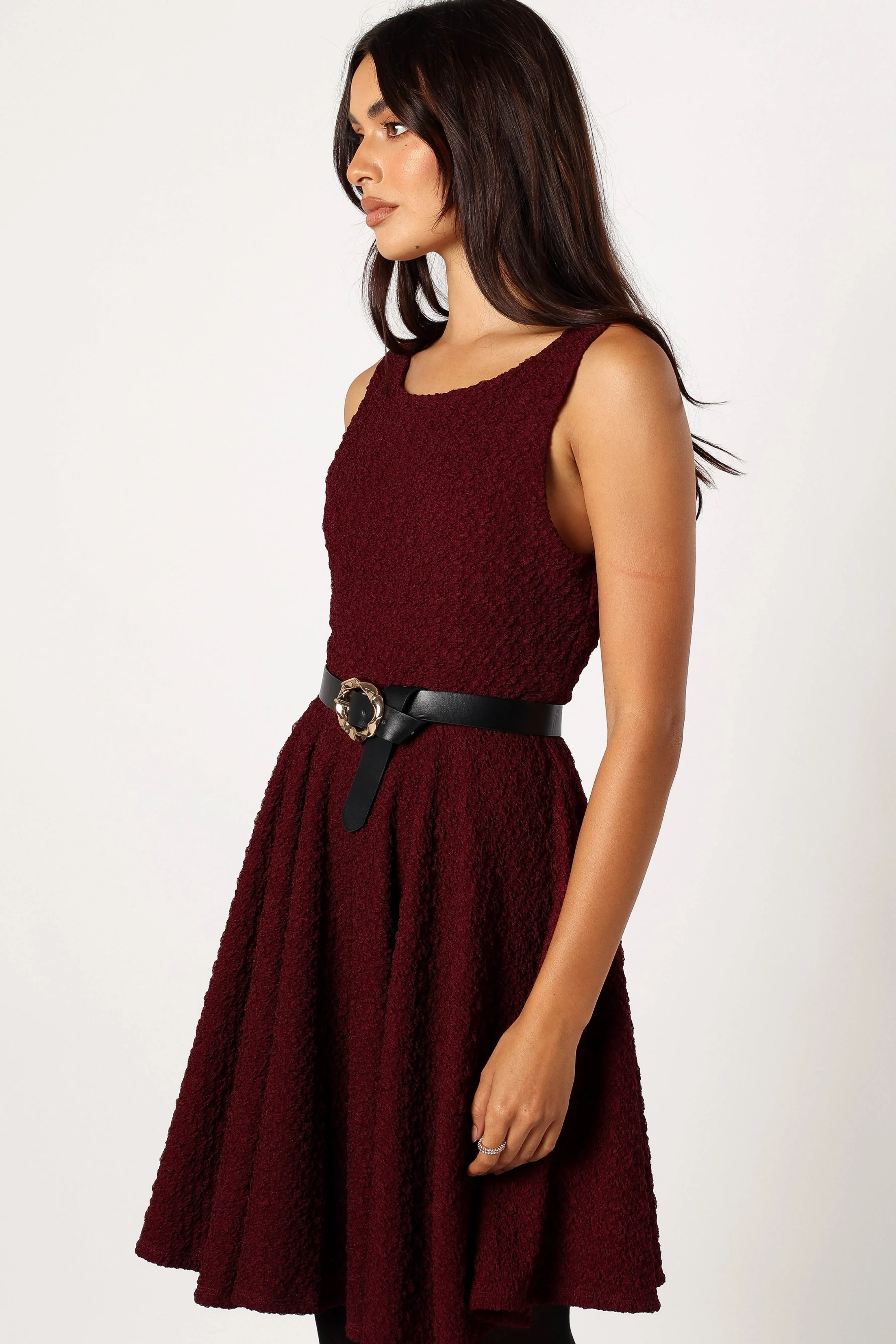 Petal & Pup Margaret Mini Dress - Burgundy Hot