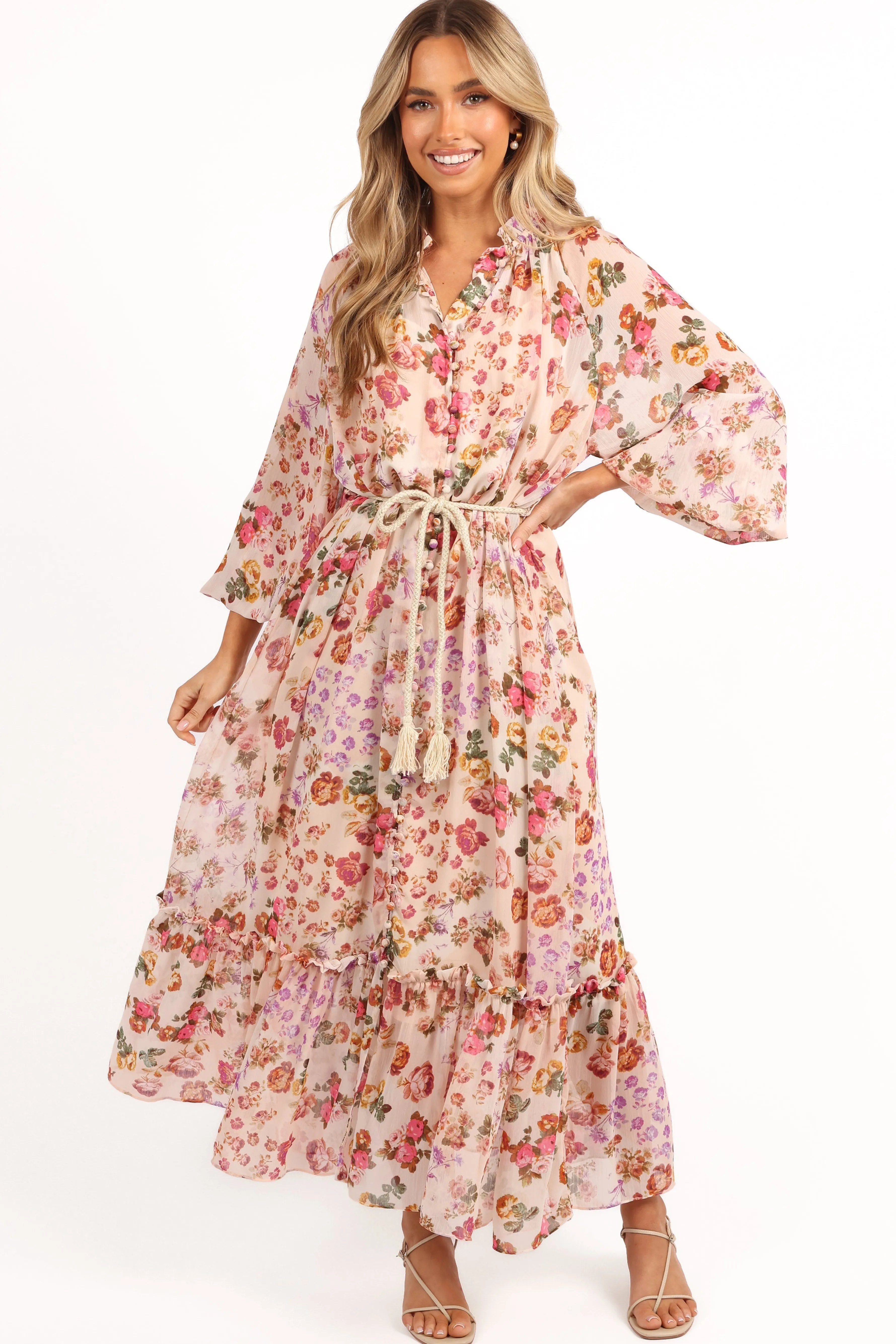 Petal & Pup Micah Long Sleeve Midi Dress - Blush Flash Sale