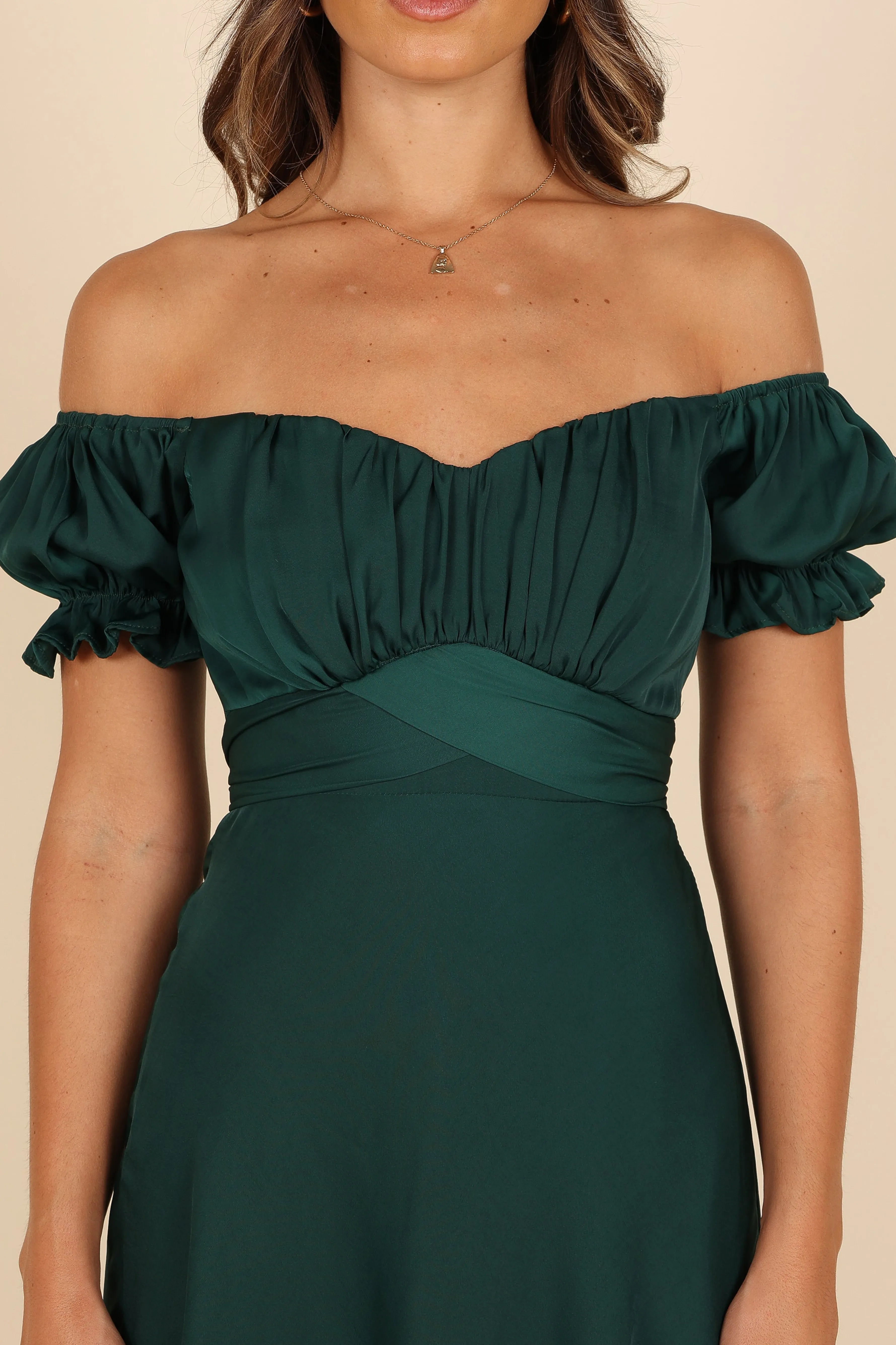 Petal & Pup Mickenna Sweetheart Frill Midi Dress - Emerald Outlet