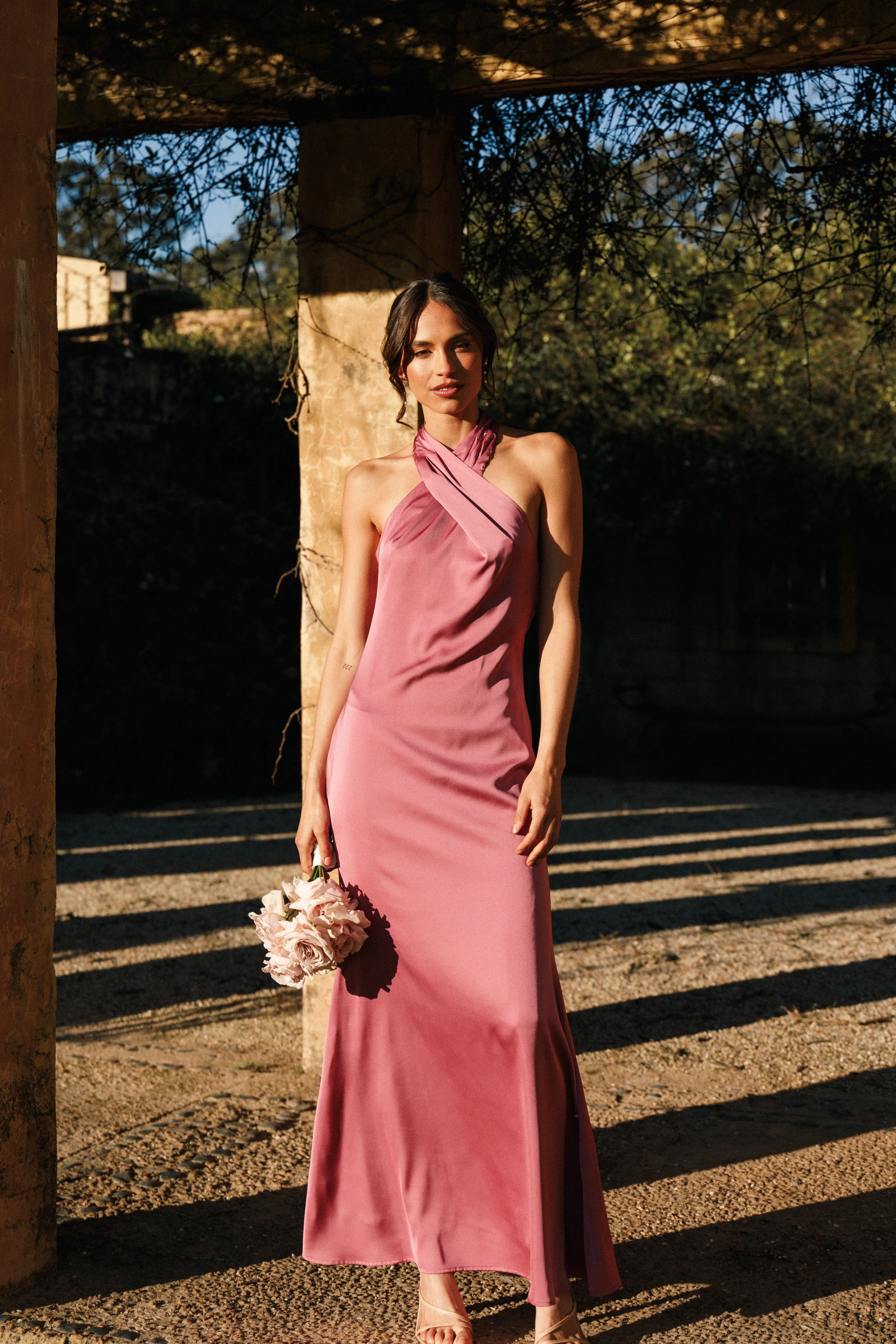 Petal & Pup Mila Halterneck Maxi Dress - Dark Rose DarkRose Flash Sale