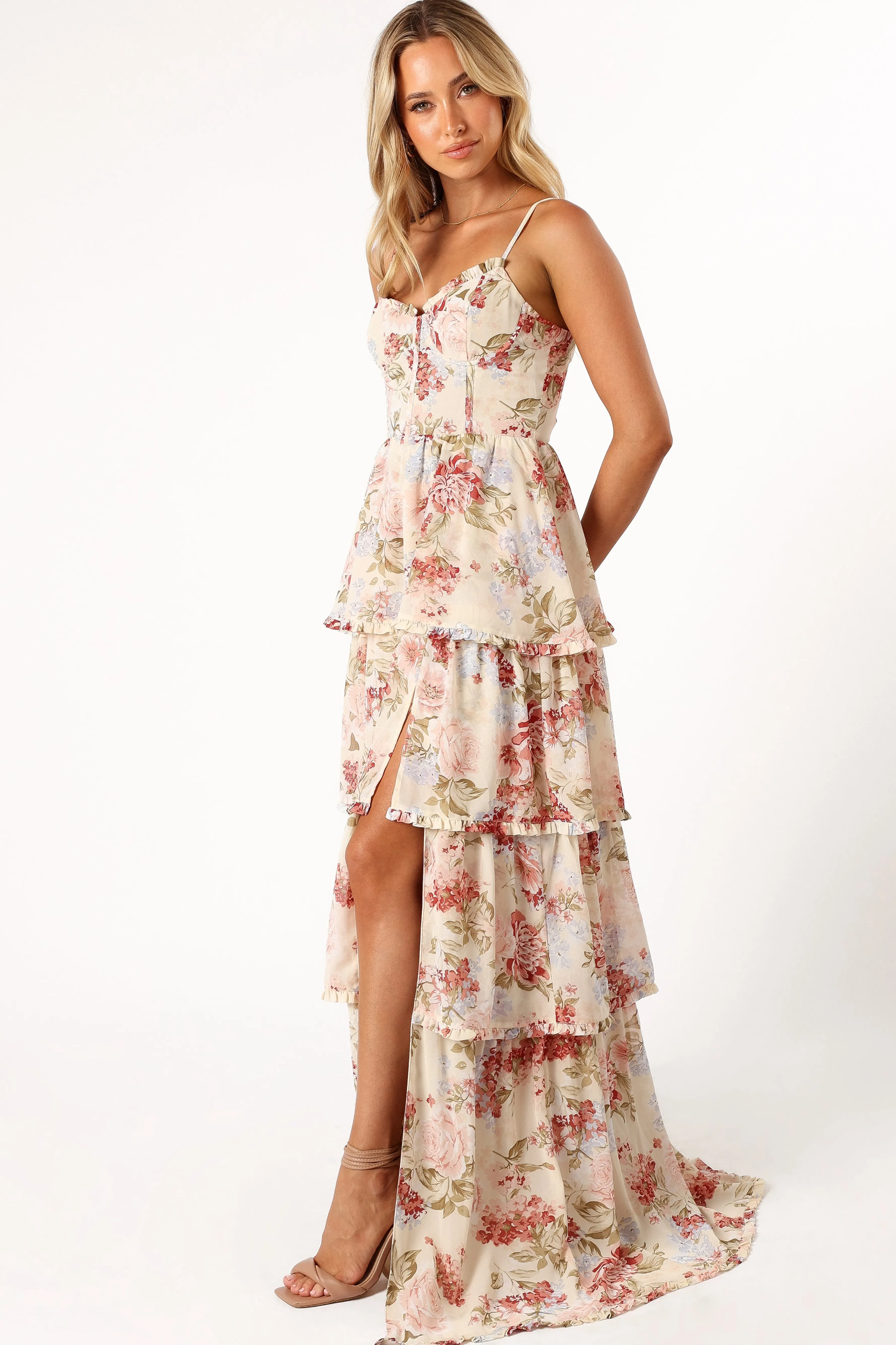 Petal & Pup Mito Tiered Maxi Dress - Cream Floral CreamFloral Flash Sale