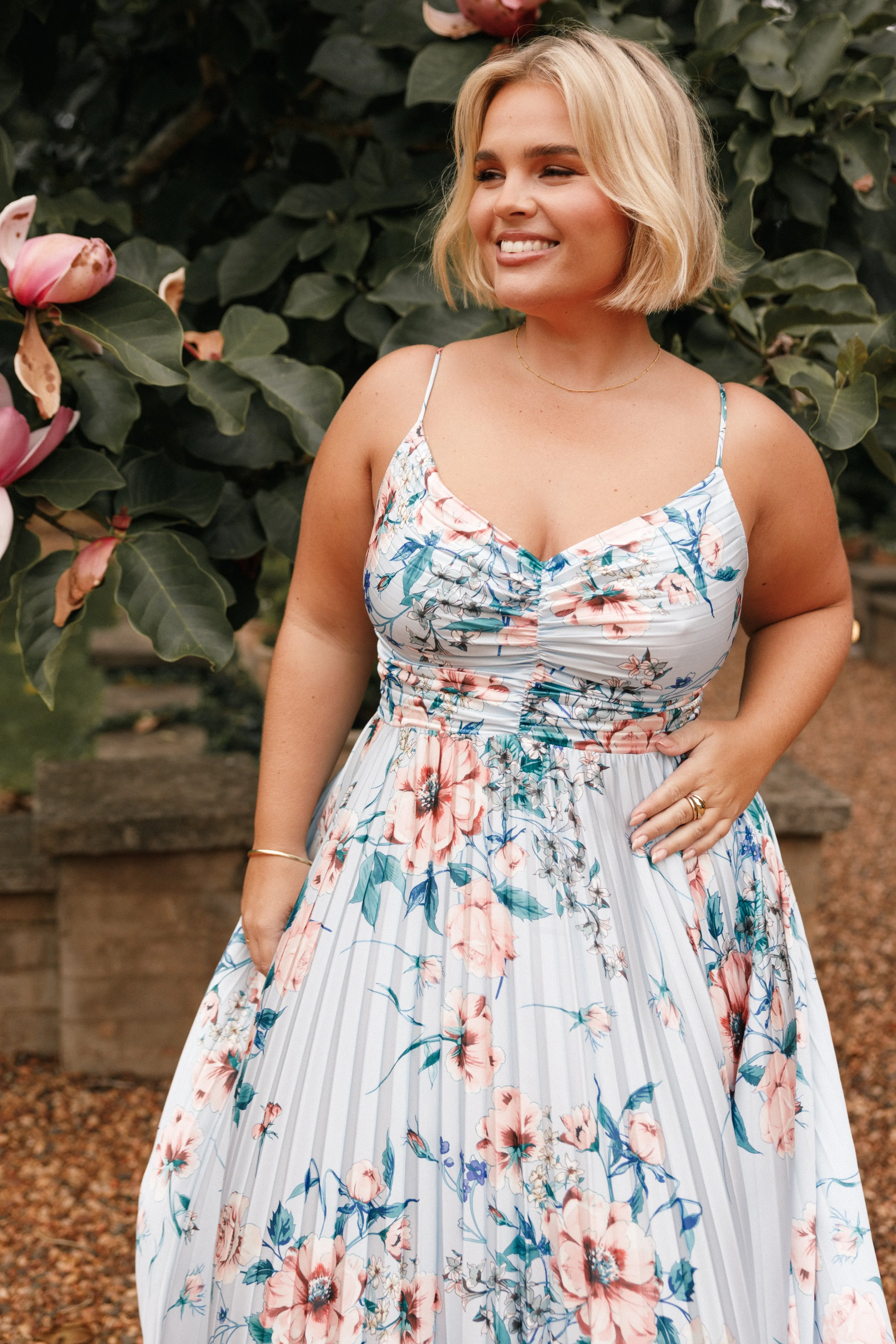 Petal & Pup Naira Pleated Maxi Dress - Blue Floral BlueFloral Flash Sale